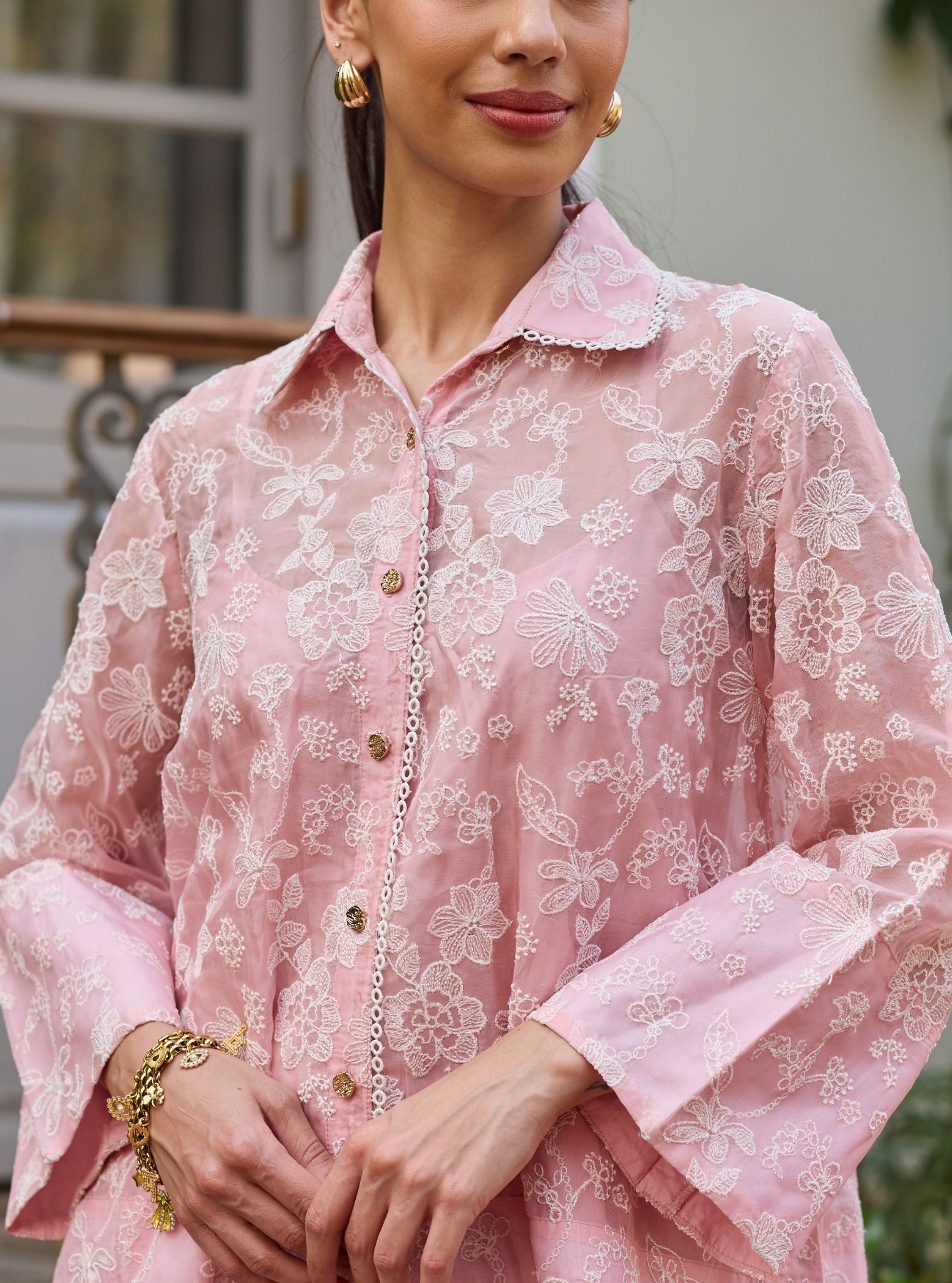 Sovana Organza Pink Co-ord Set
