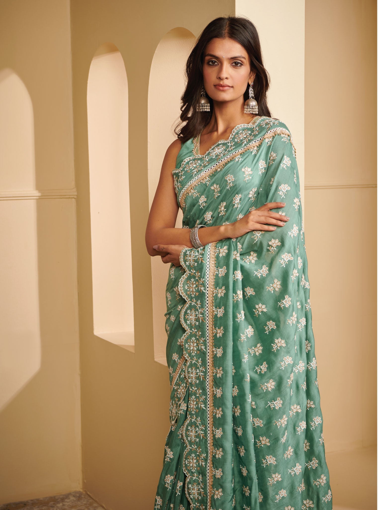 Nirvana Silk Teal Saree