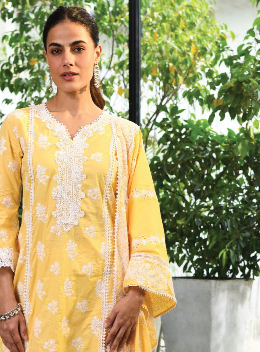 Mulmul Supima Cotton York Yellow Dupatta