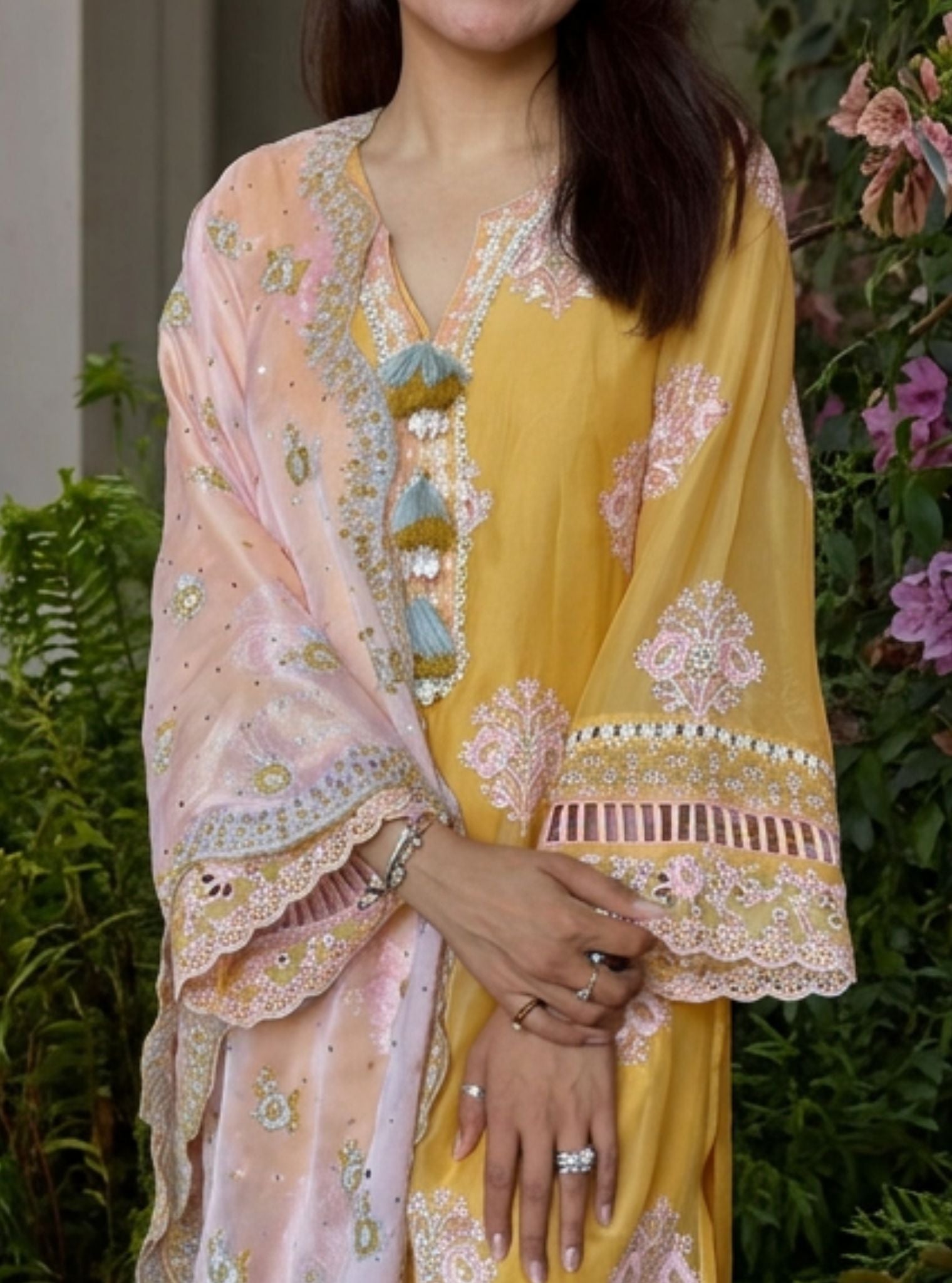 Suko Organza Yellow Kurta Set