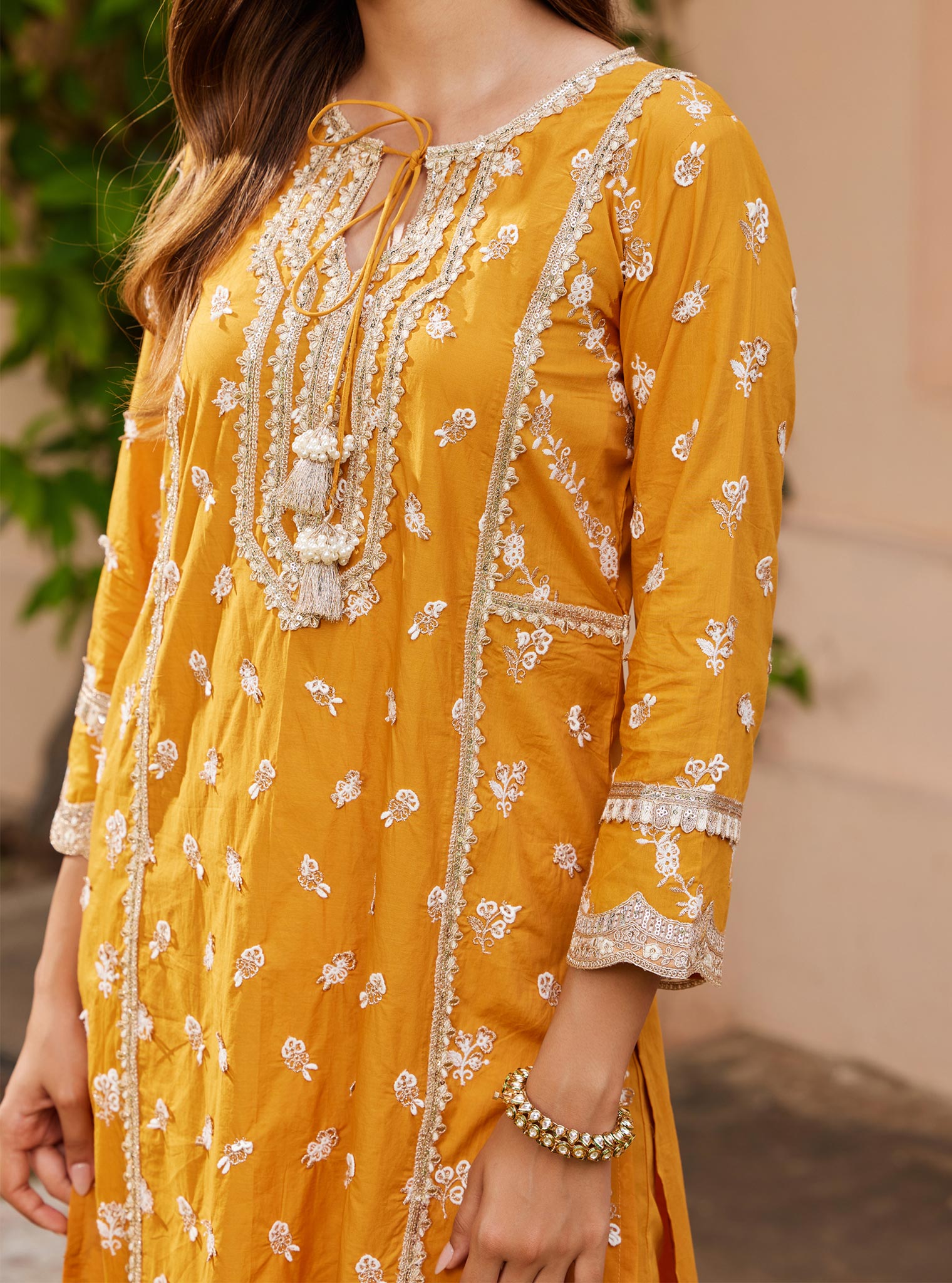 Mulmul Supima Cotton Adah Orange Kurta