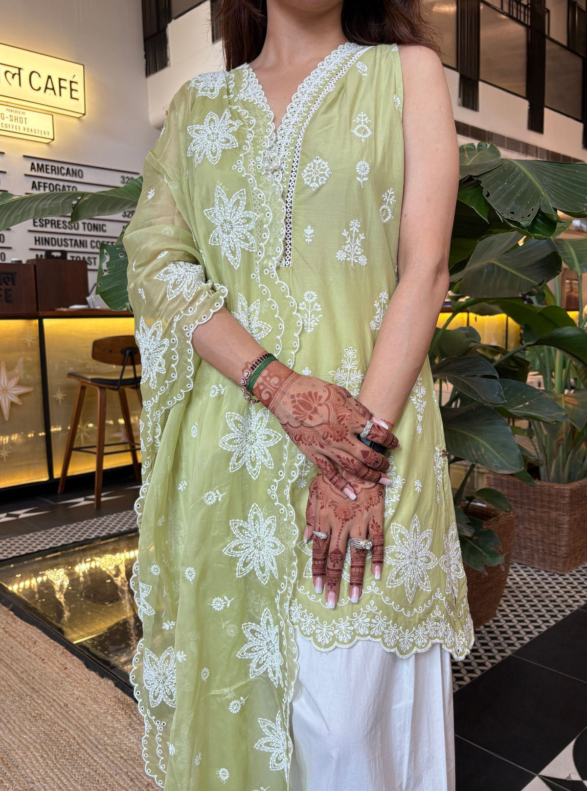 Zoa Supima Cotton Green Kurta with Farshi Salwar