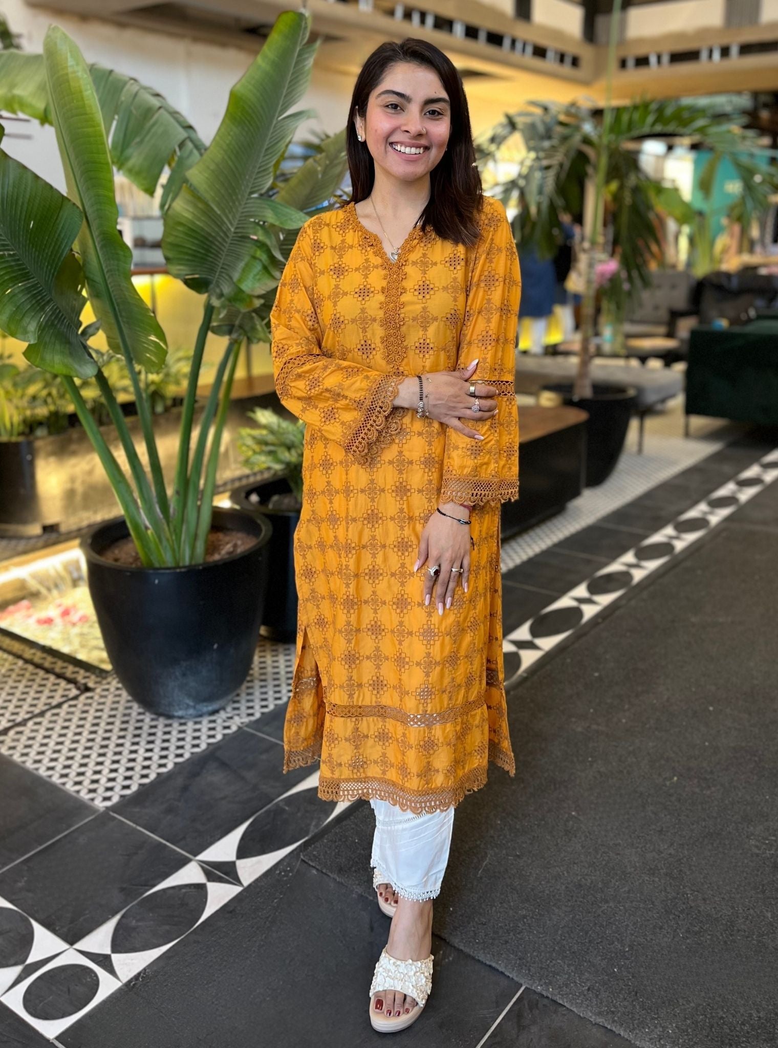 Sarali Supima Cotton Mustard Kurta Set