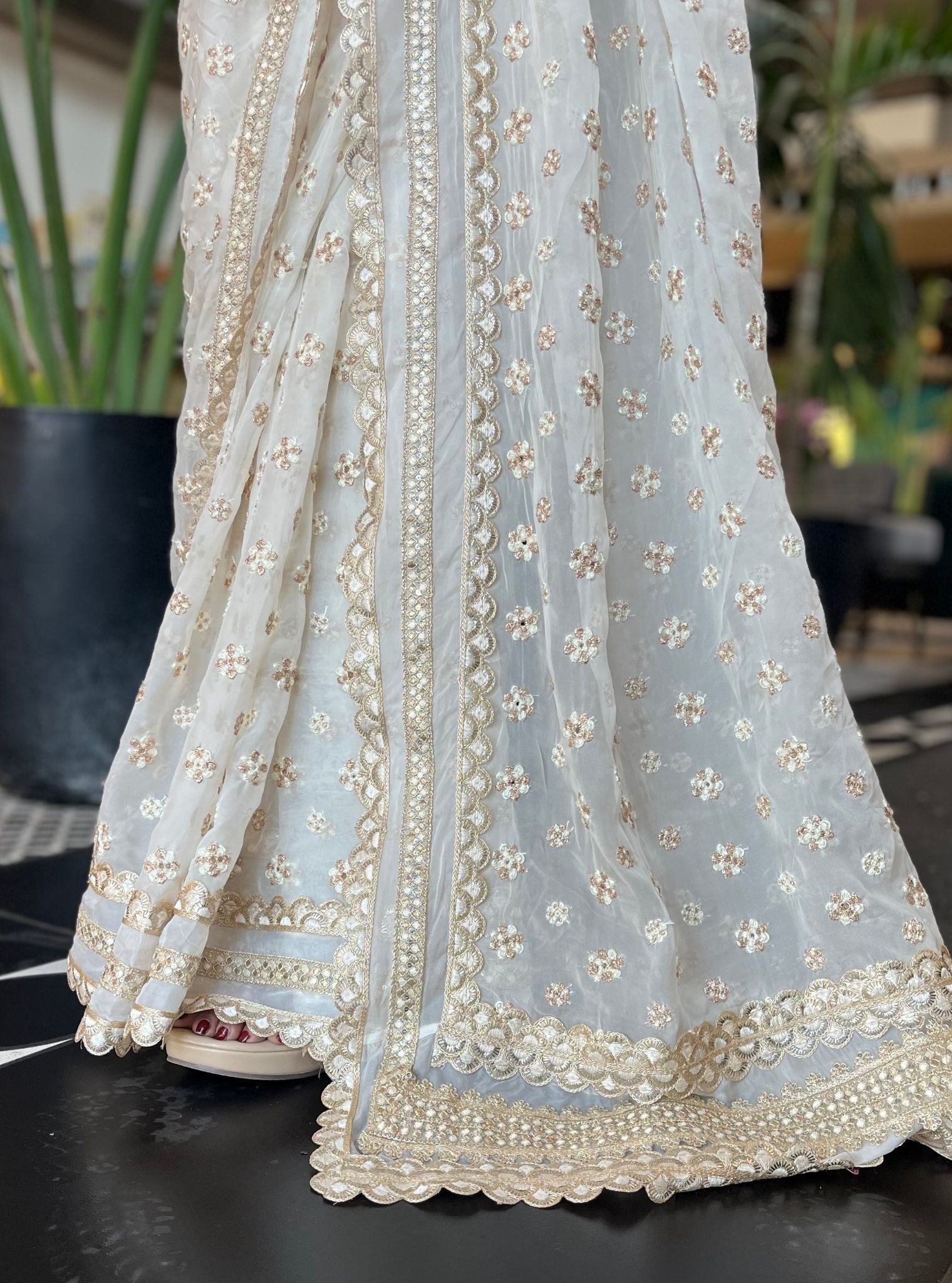 Claude Organza Off White Saree