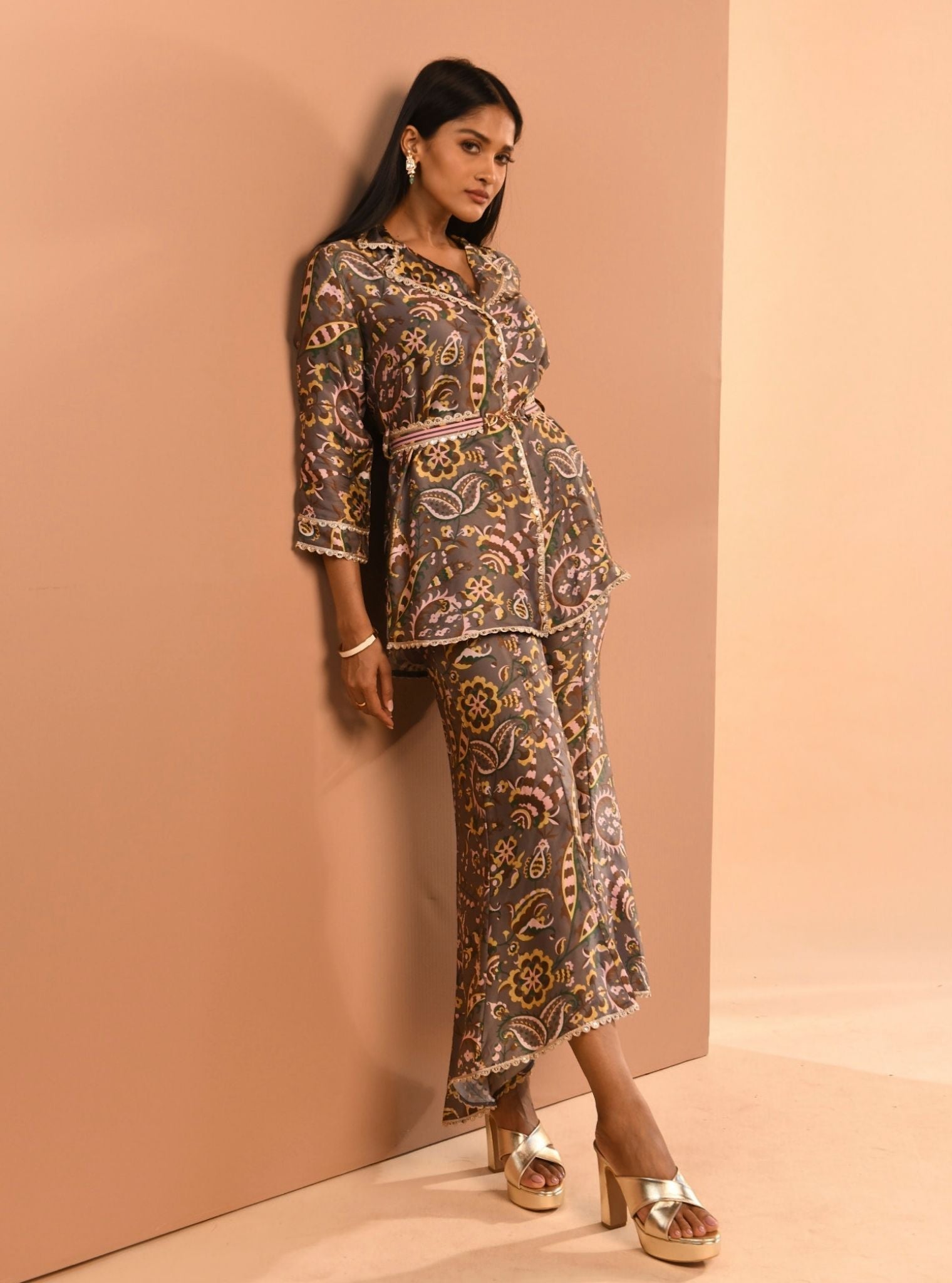 Mulmul Cupro Bree Grey Kurta