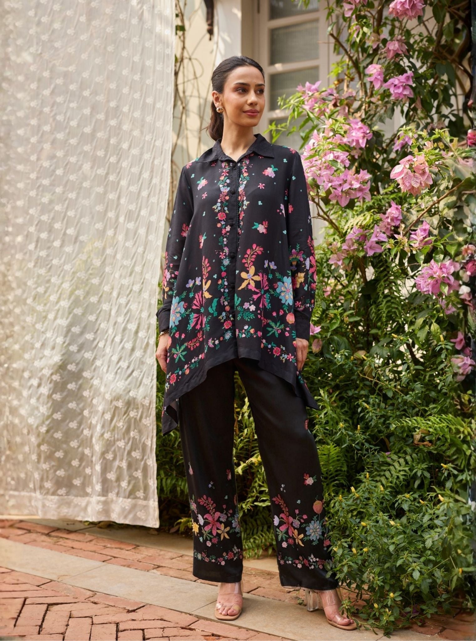 Adhvi Lawn Black Co-ord Set