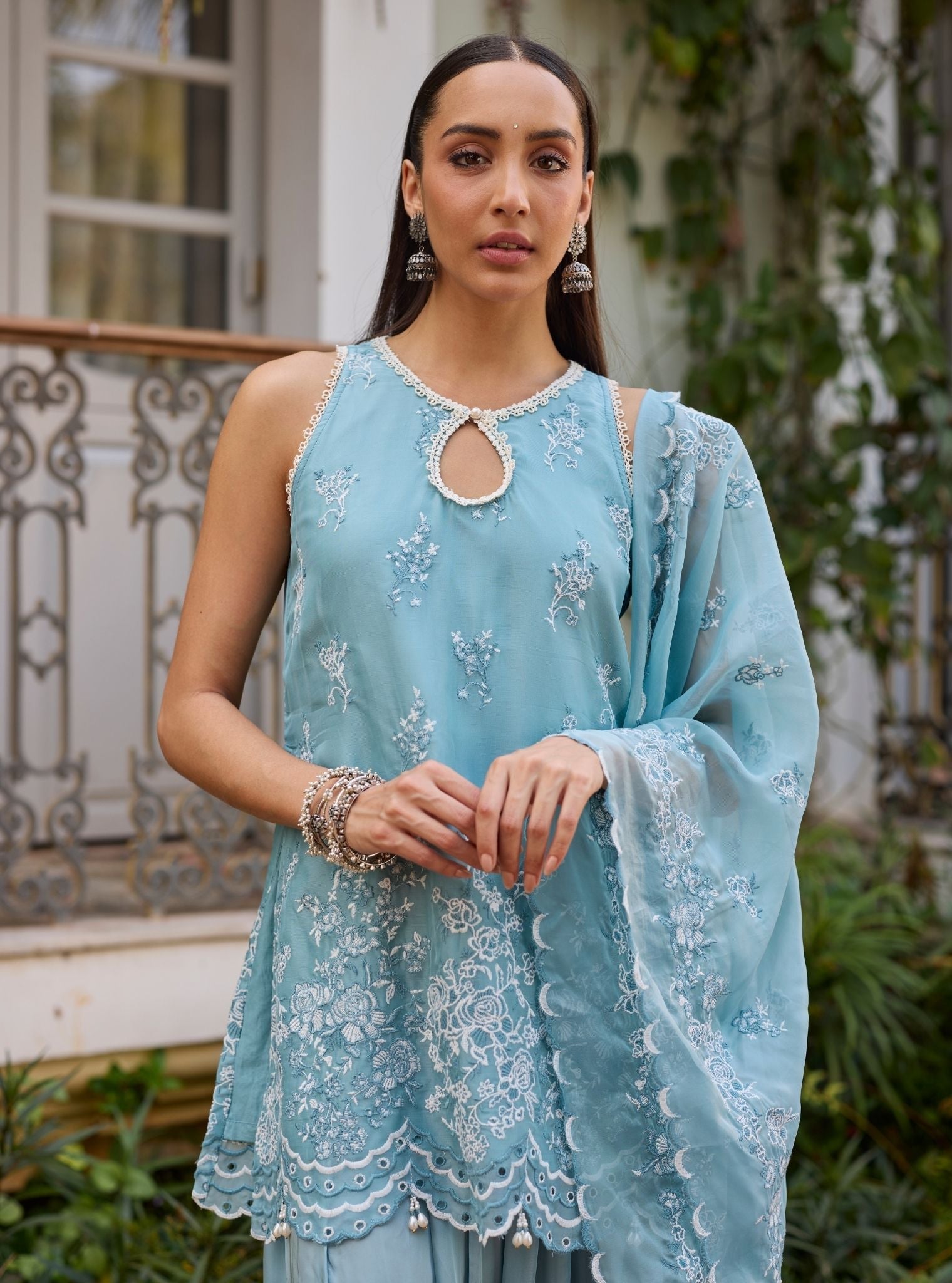 Nino Organza Sky Blue Kurta Set