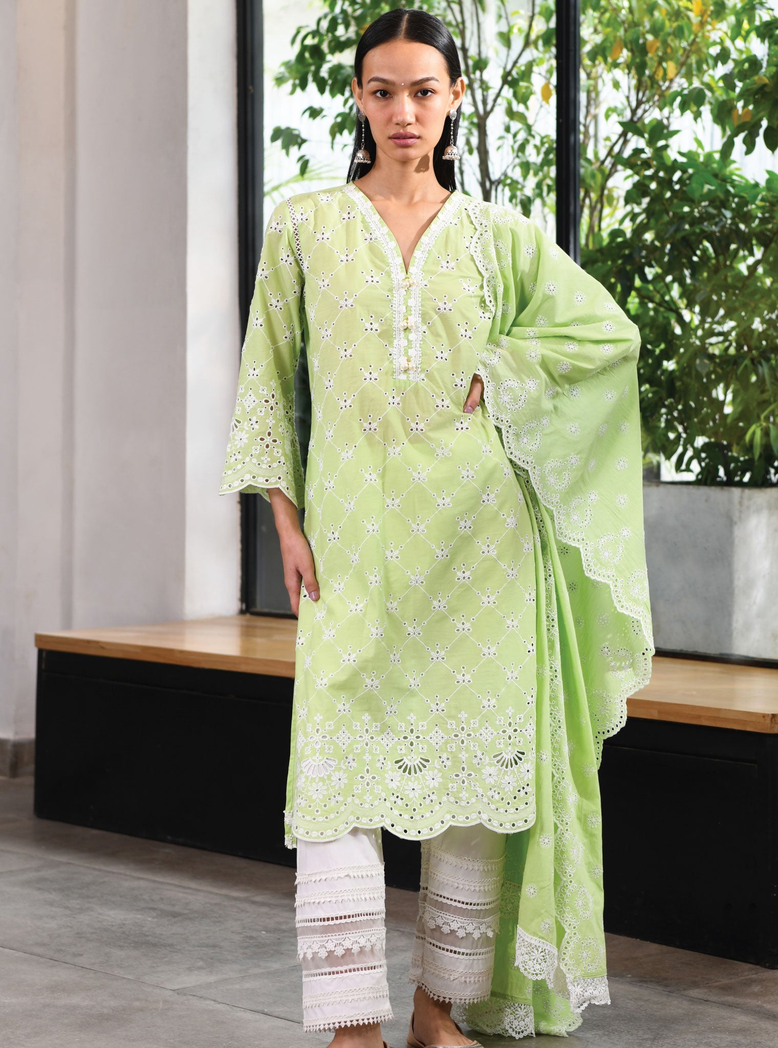 Mulmul Supima Cotton Wells Green Dupatta