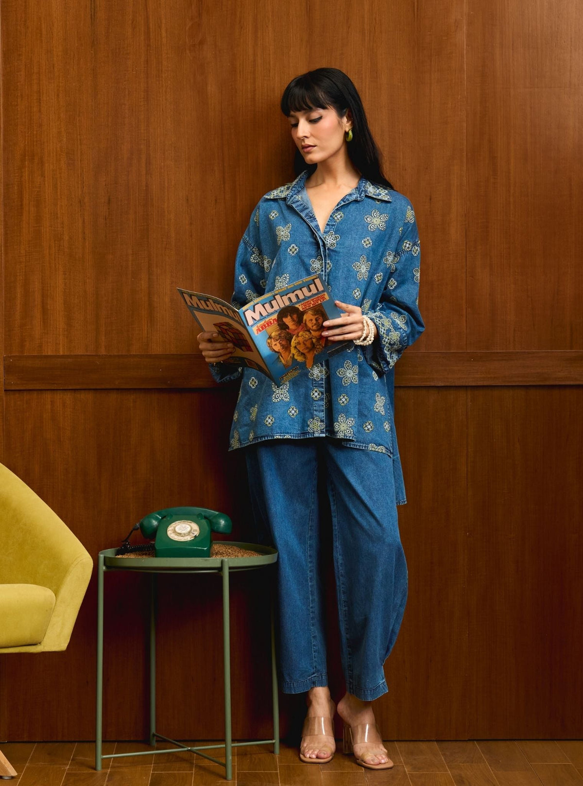 Veha Denim Green Shirt Set