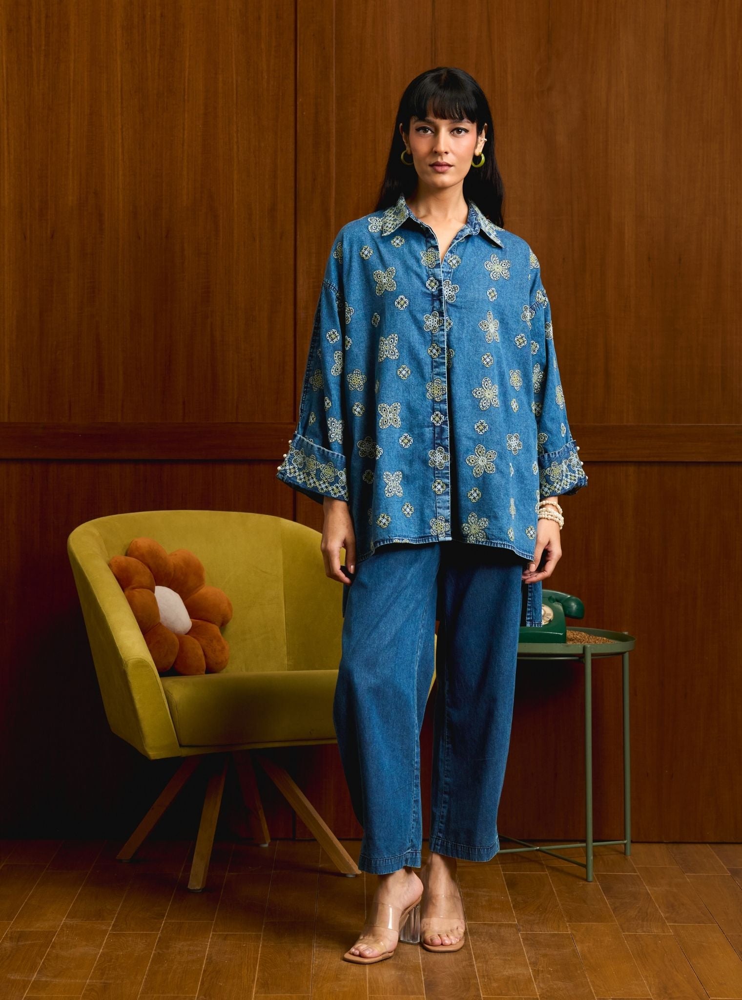 Veha Denim Green Shirt Set