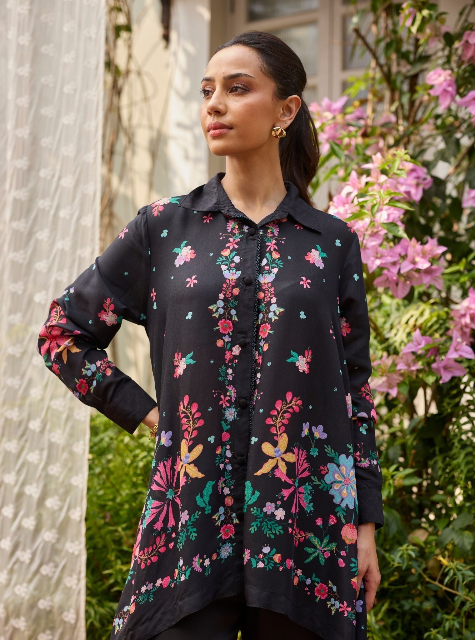 Adhvi Lawn Black Co-ord Set