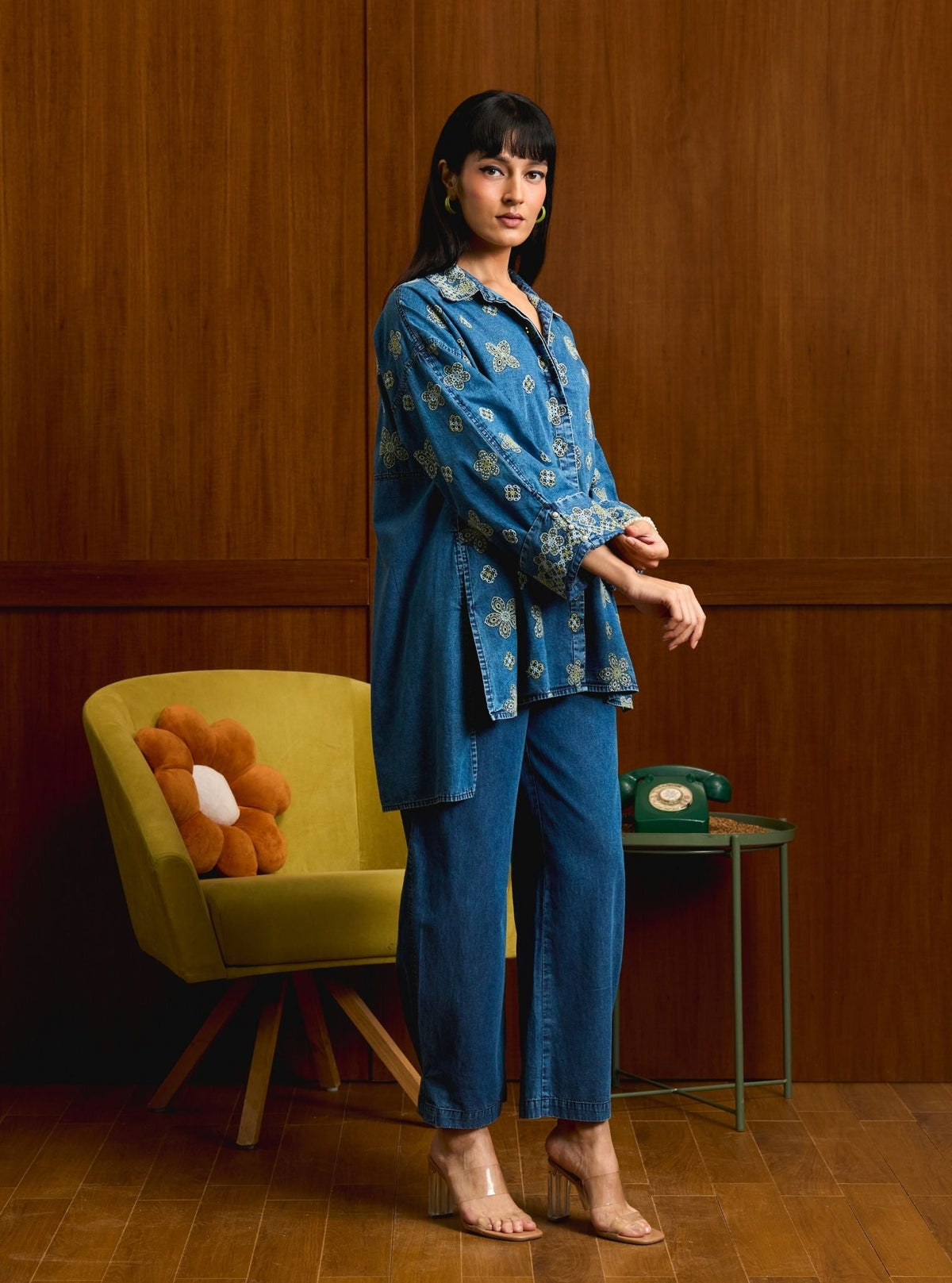 Veha Denim Green Shirt Set