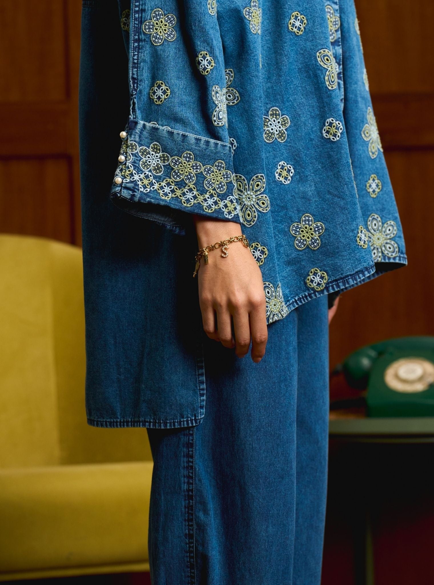 Veha Denim Green Shirt Set