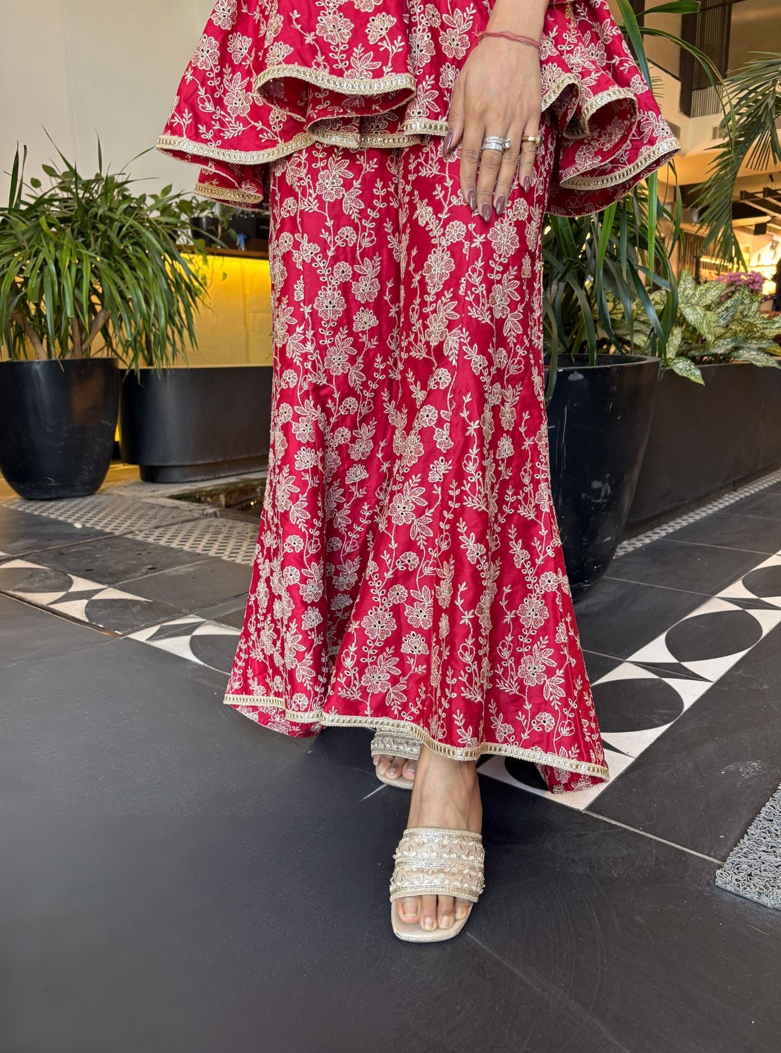 Ghunghat Supima Cotton Red Kurta set