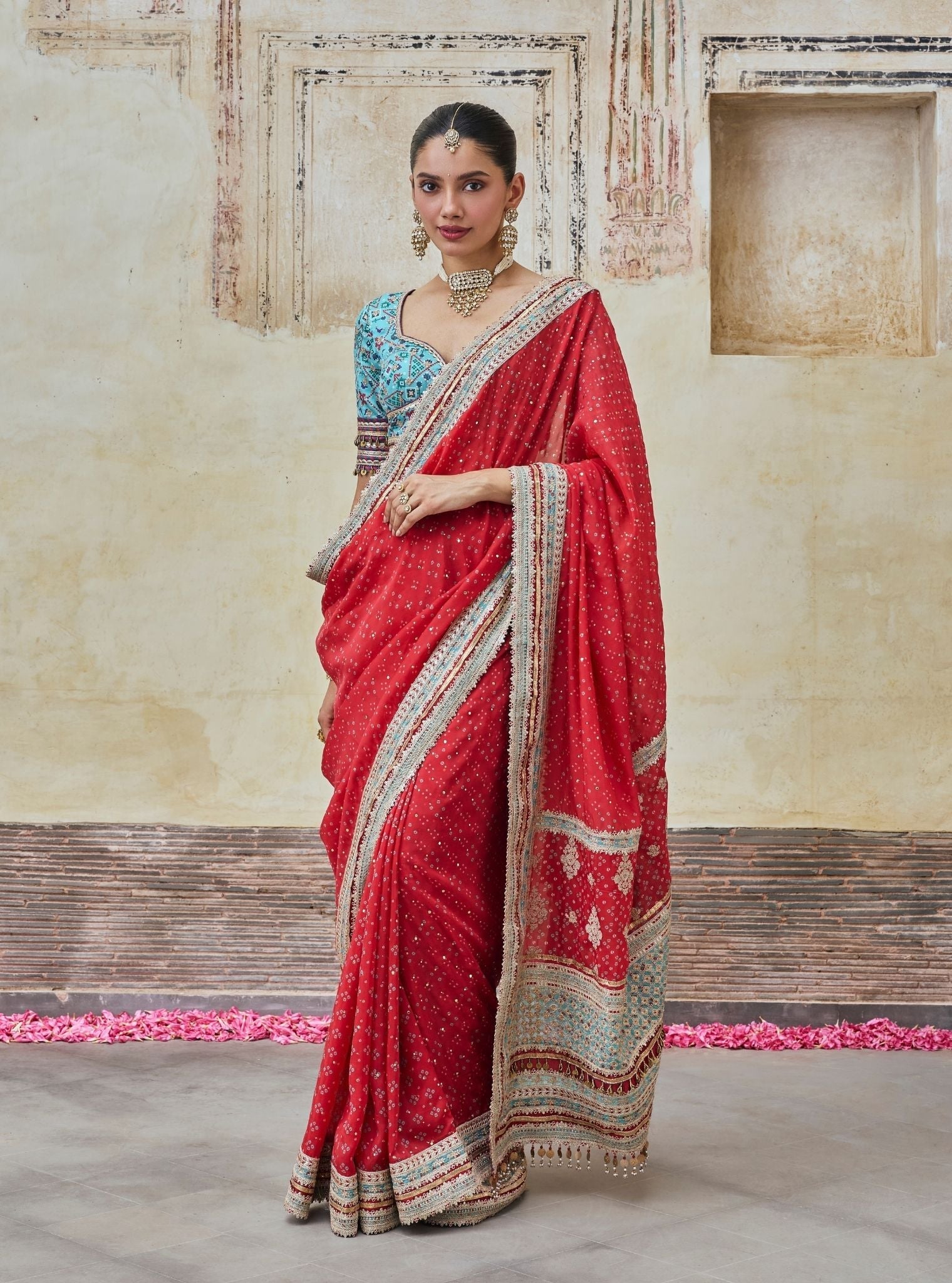 Subhi Bemberg HO Silk Printed Red Saree