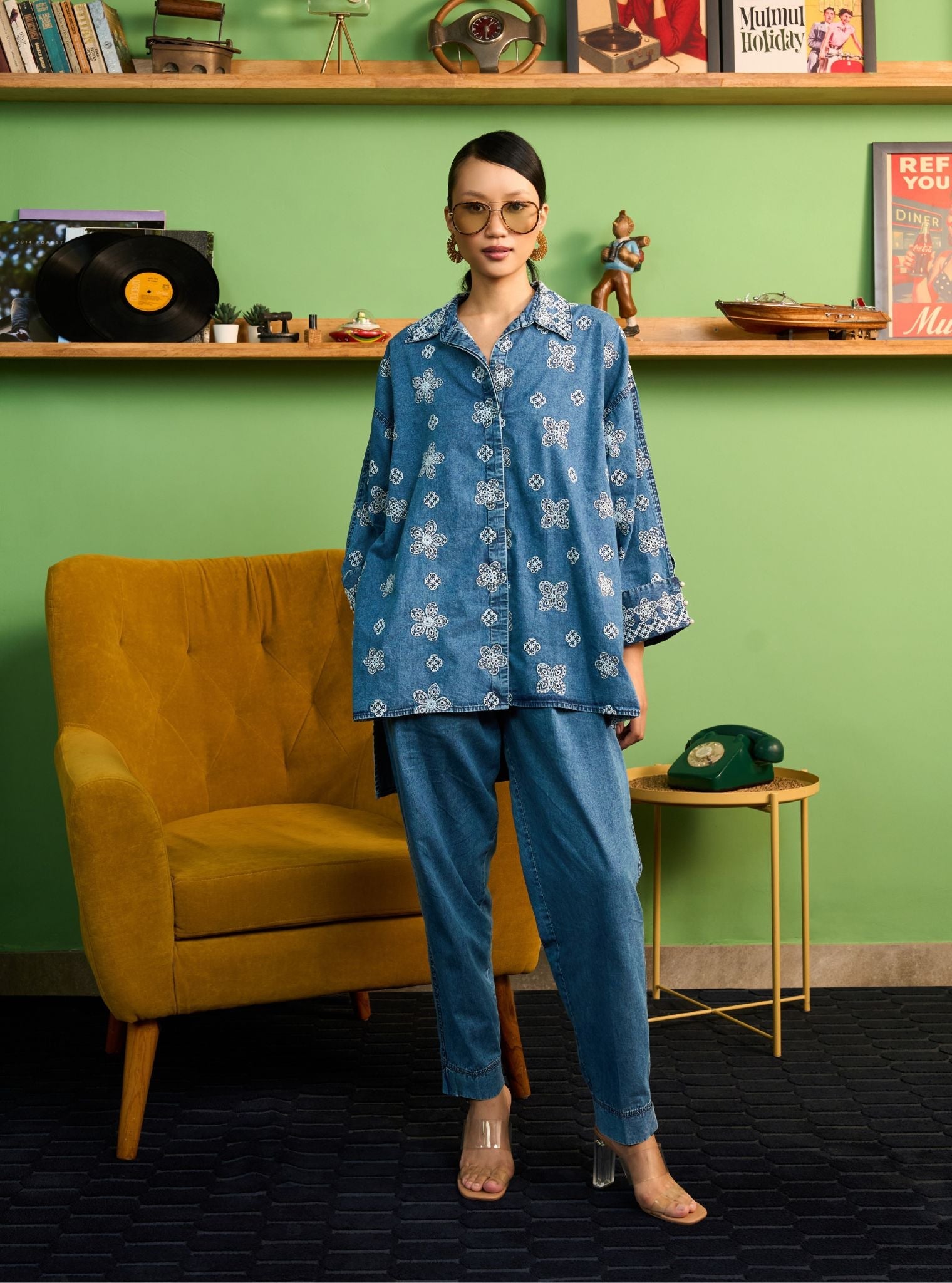 Veha Denim White Shirt Set