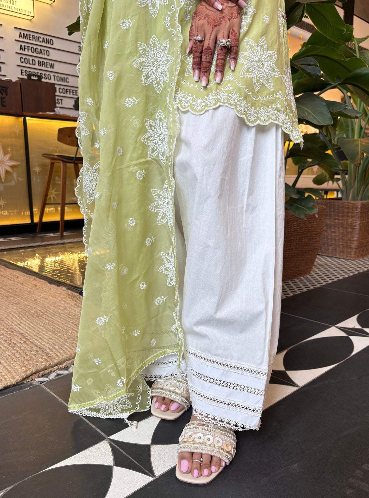 Zoa Supima Cotton Green Kurta with Farshi Salwar