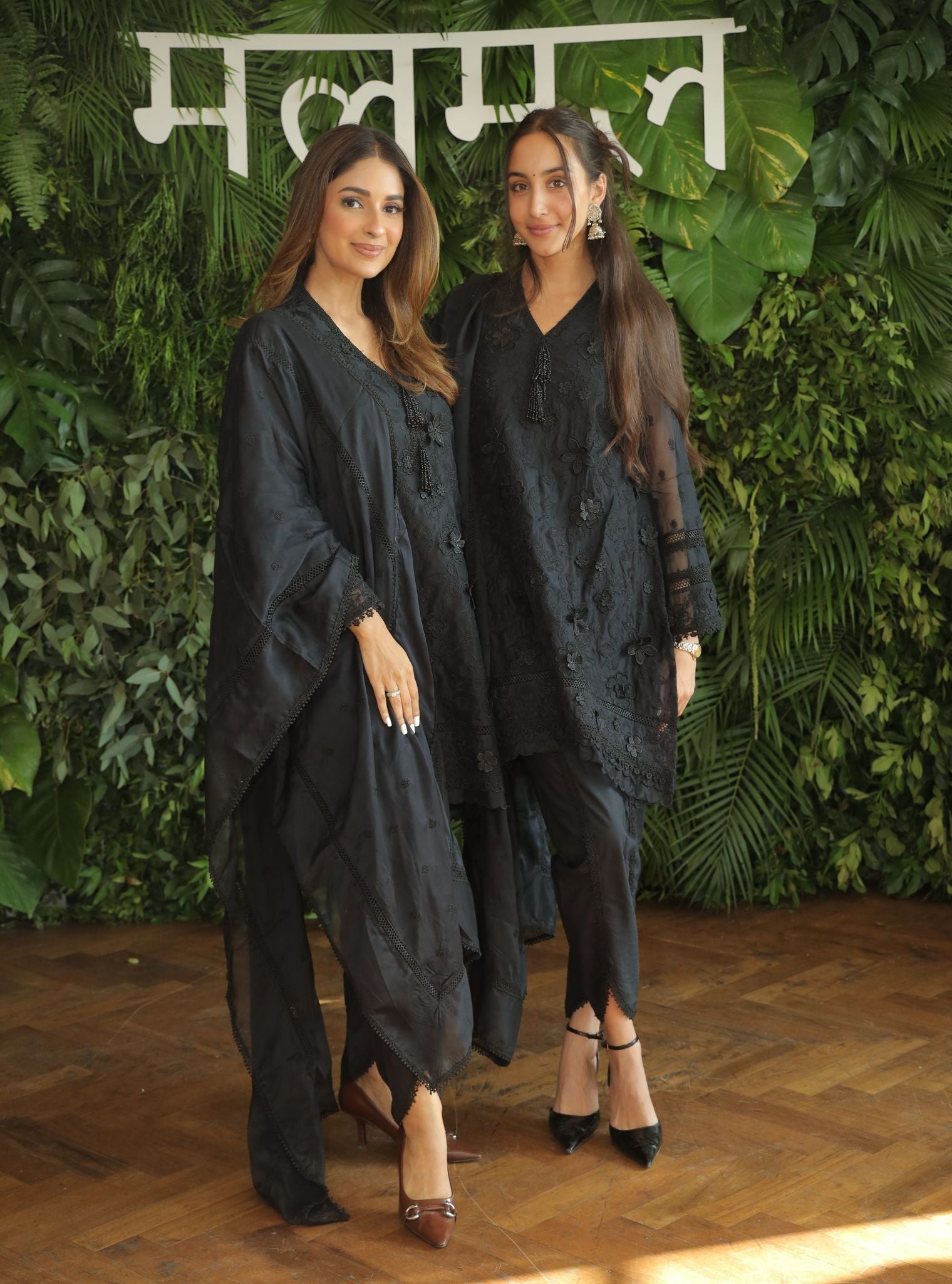Mulmul Organza Uma Black Kurta With Mulmul Cotton Uma Black Dhoti Pant