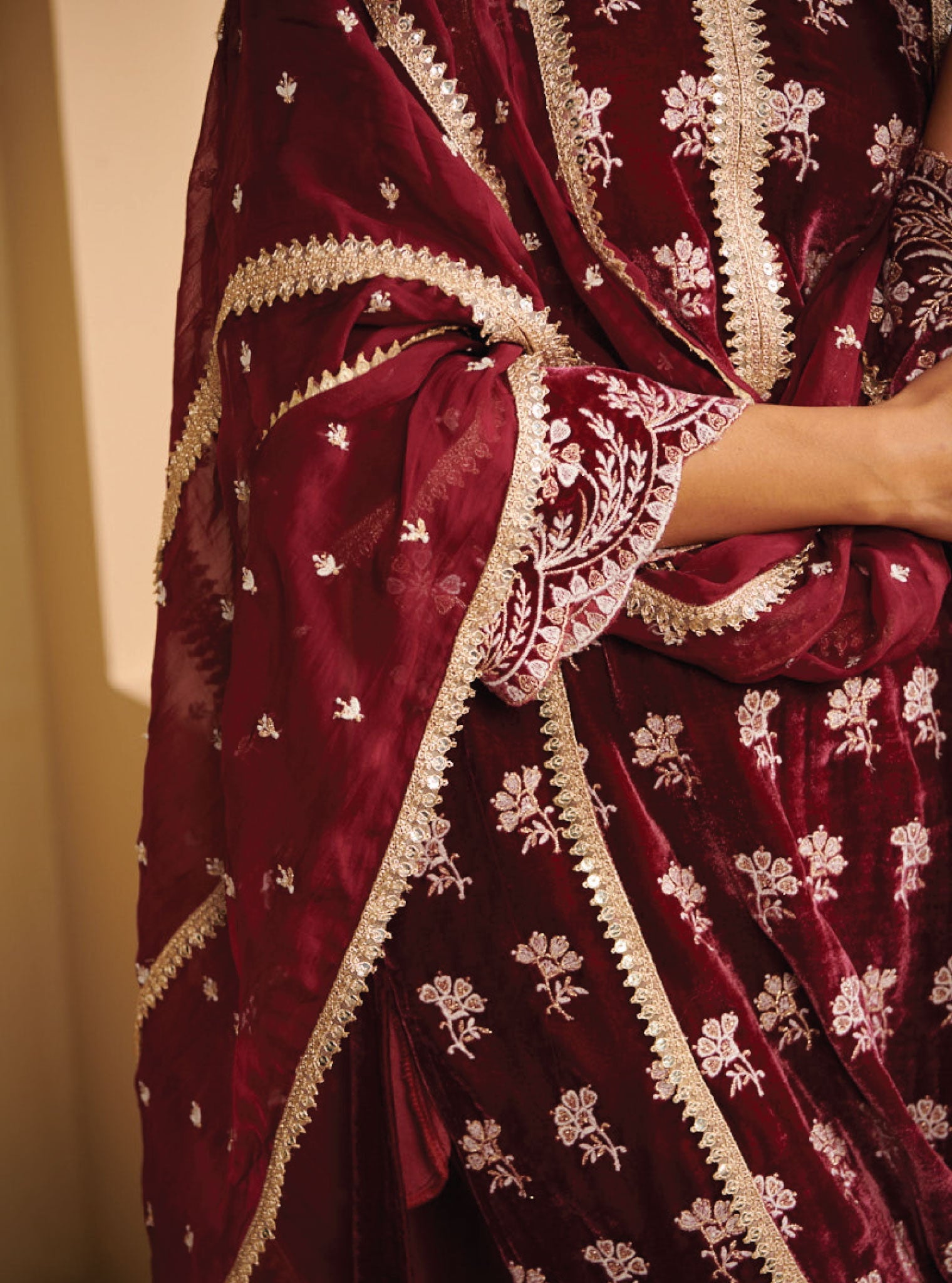 Naia Velvet Wine Kurta Set