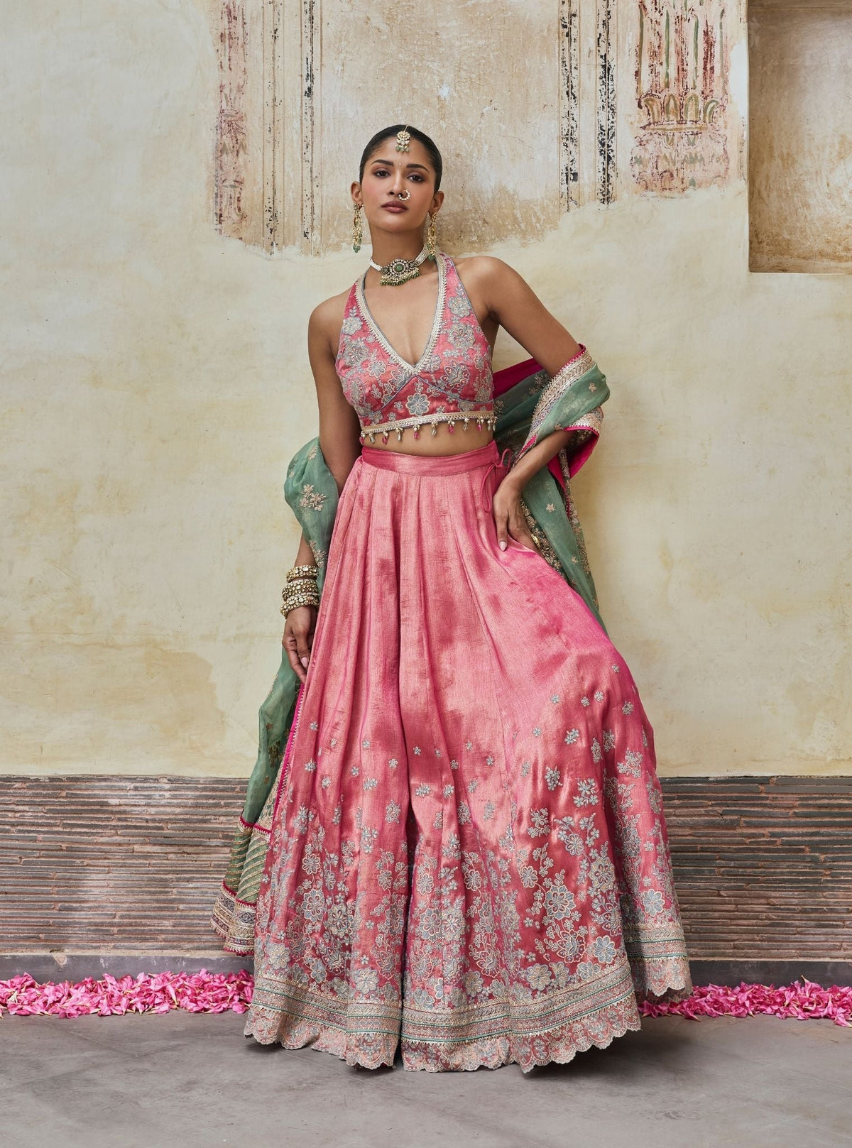 Saawri Bemberg Giraffe Fuchsia Lehenga