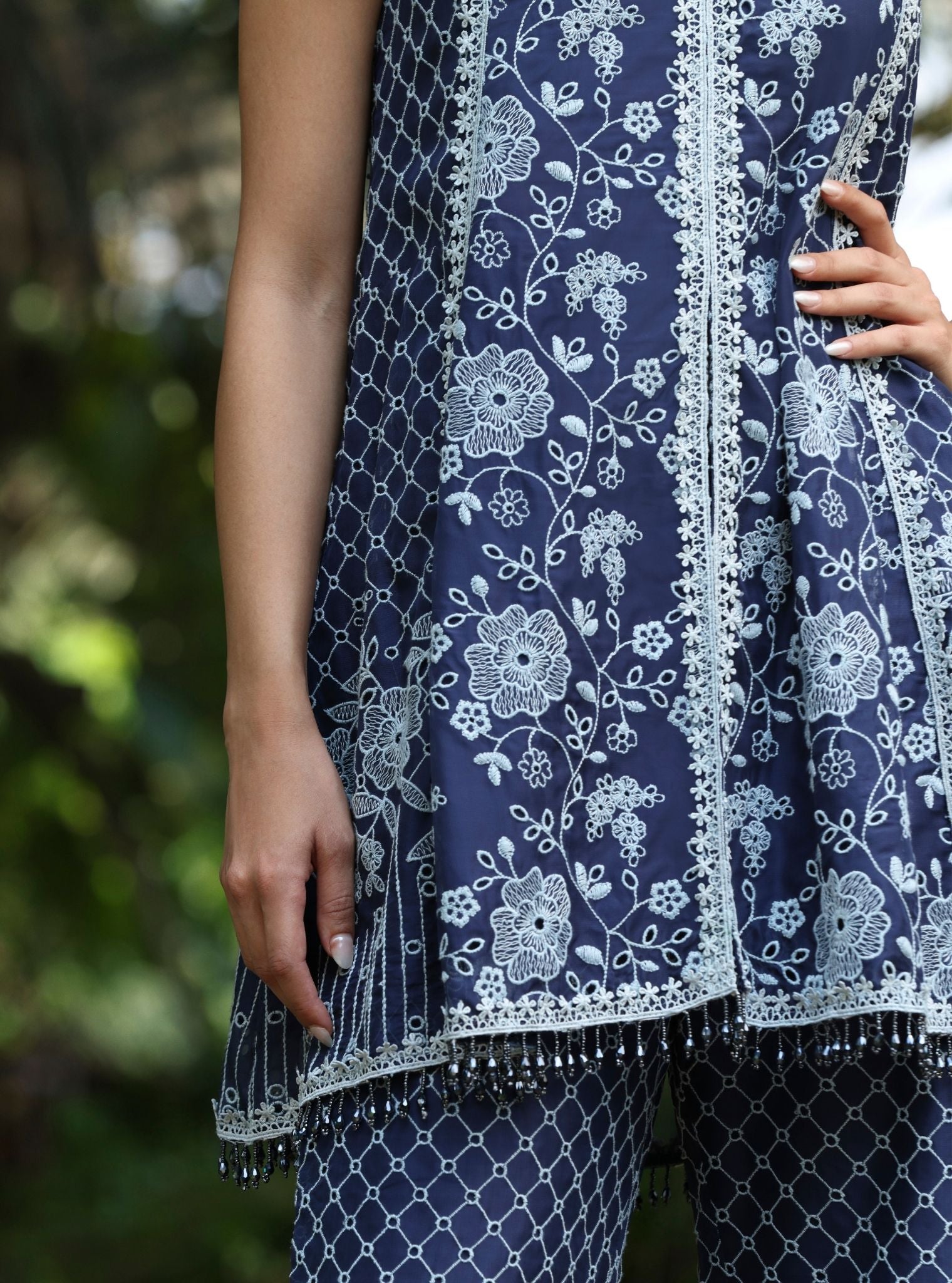 Nithara Organza Navy Co-ord Set