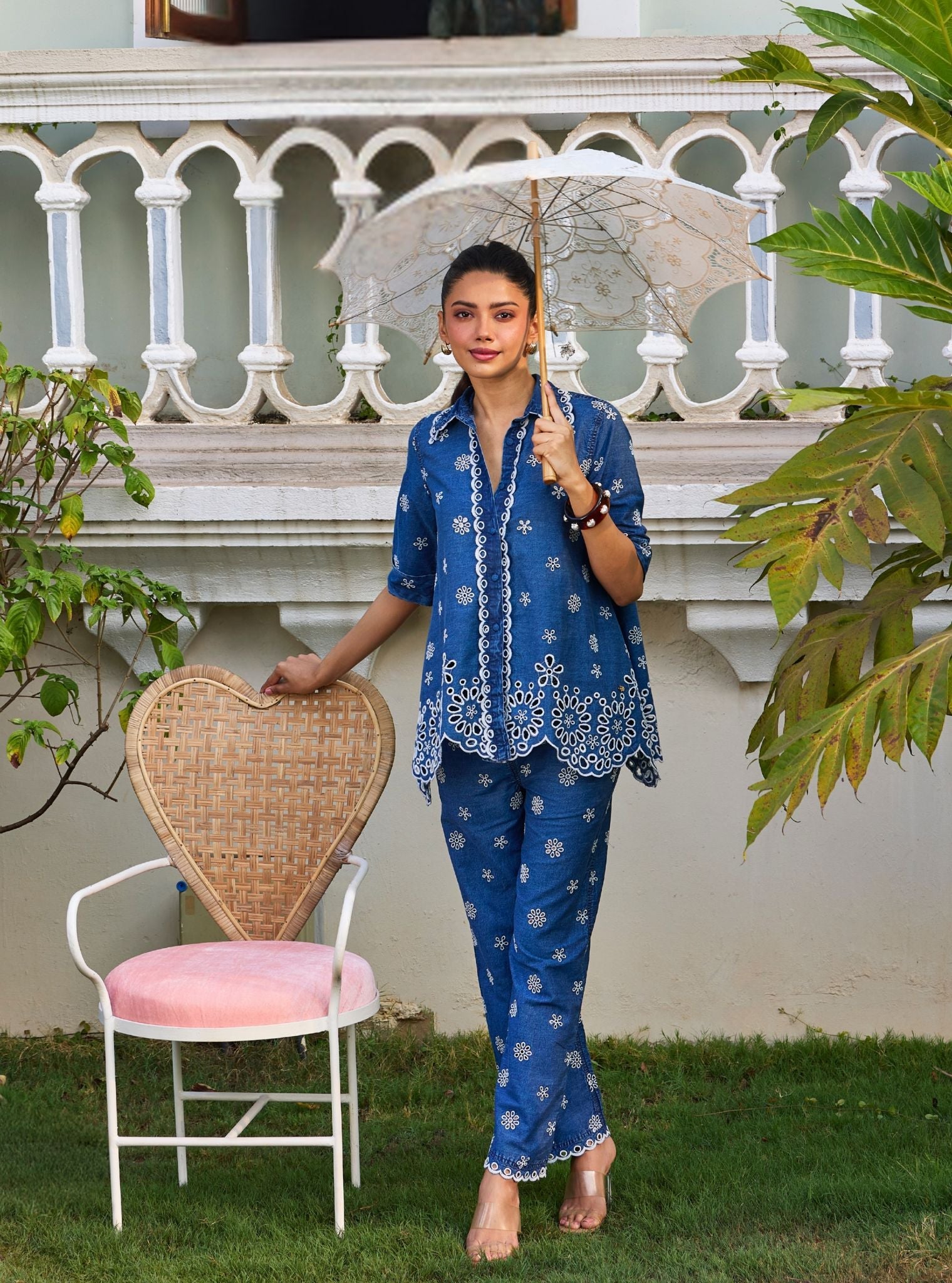 Anvie Denim Shirt Set