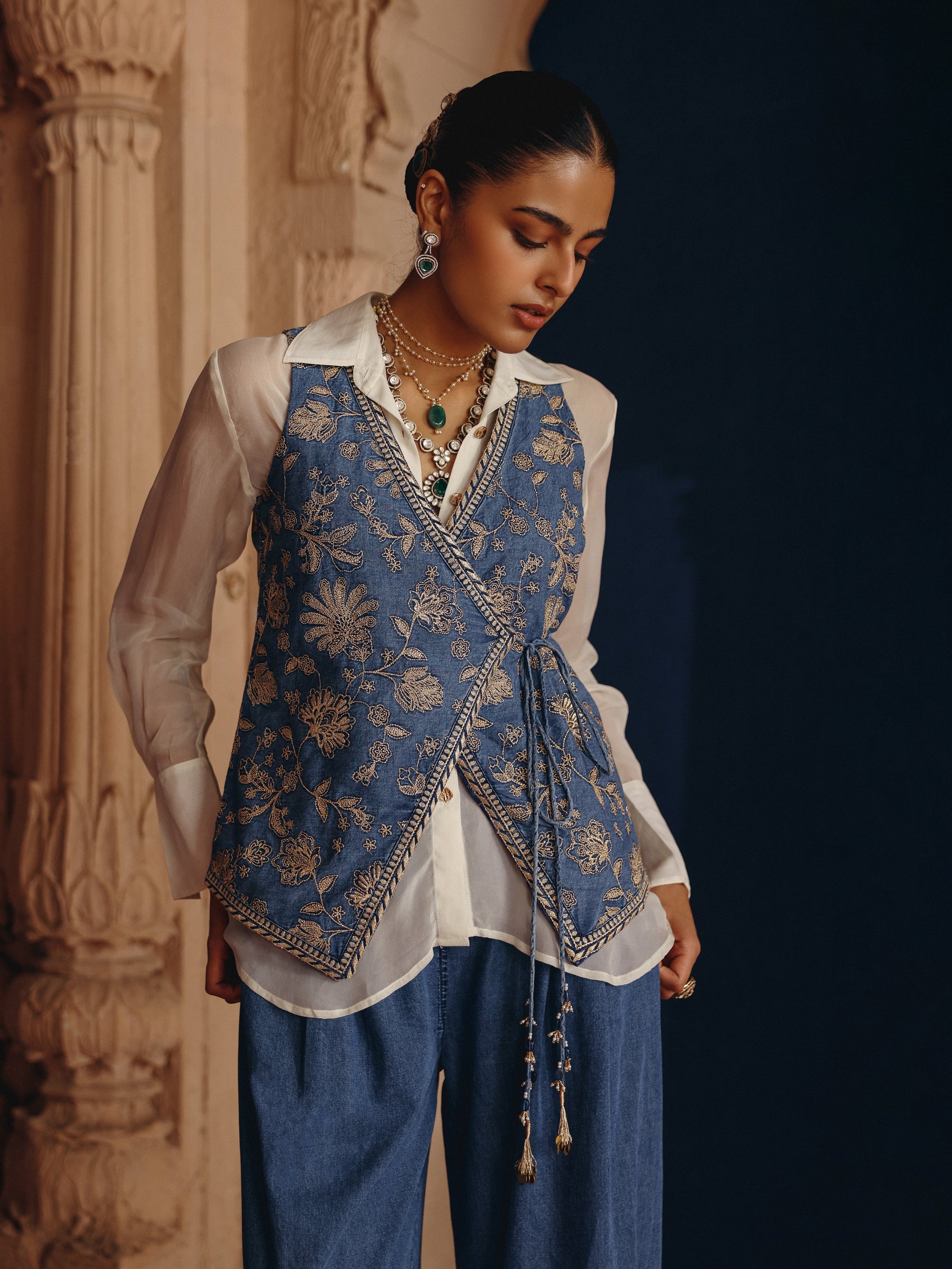 Dhuni Denim Waistcoat with Pants