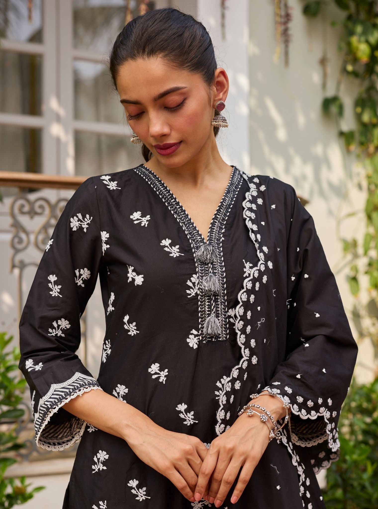 Airaani Supima Cotton Black Kurta Set