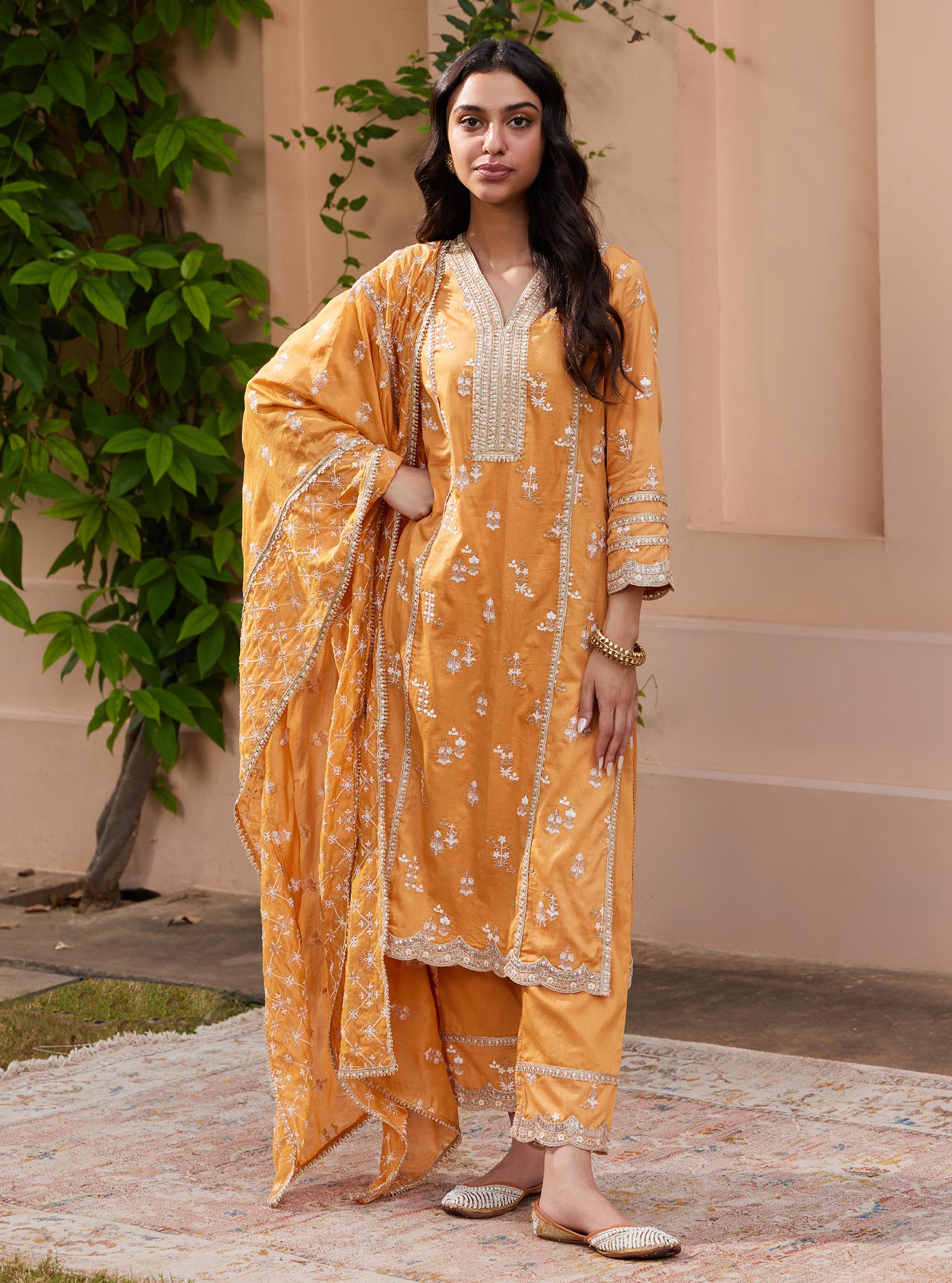 Mulmul Pima Nimisa Orange Kurta