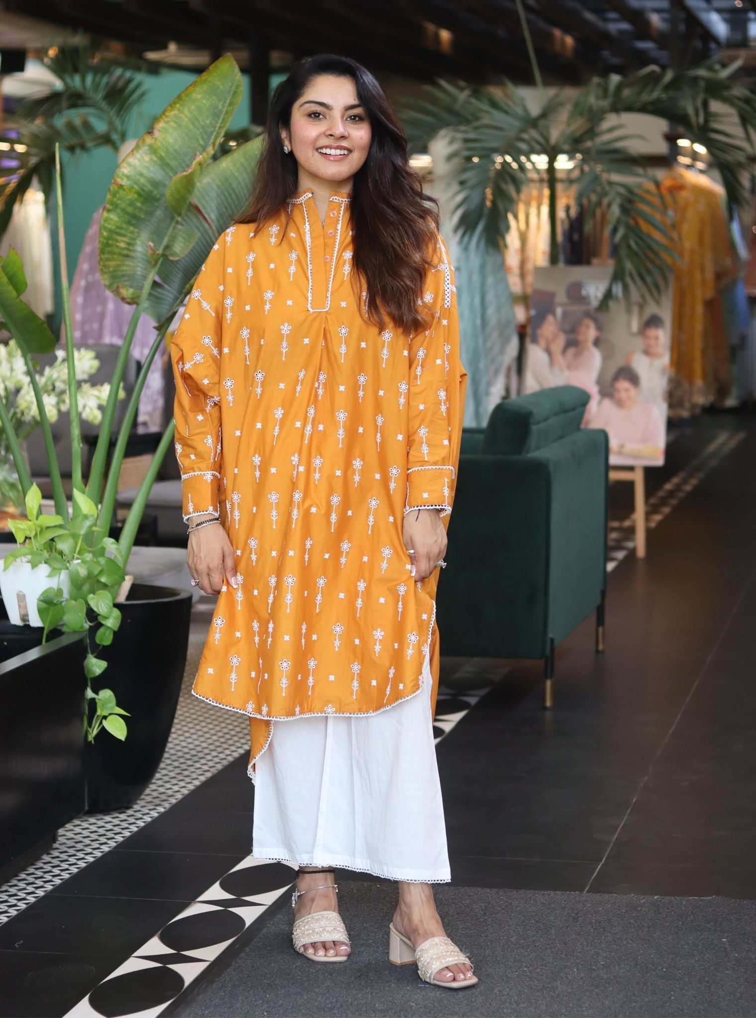 Oriana Cotton Orange Co-ord Set
