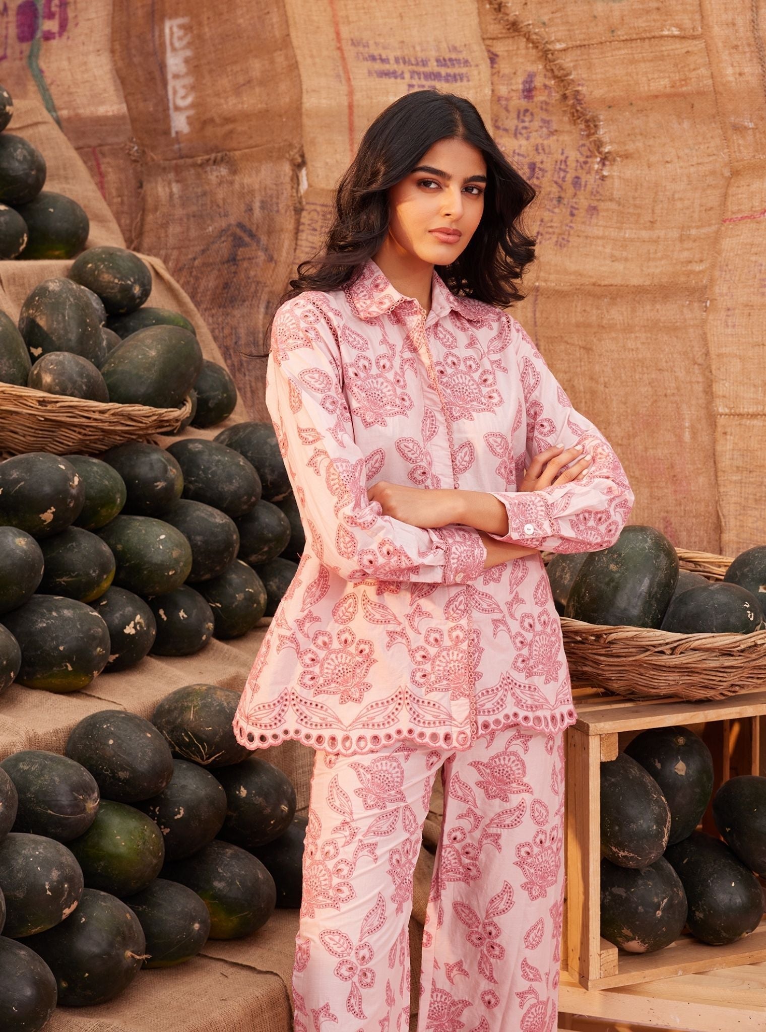 Mulmul Cotton Sasha Light Pink Shirt With Mulmul Cotton Sasha Light Pink Pant