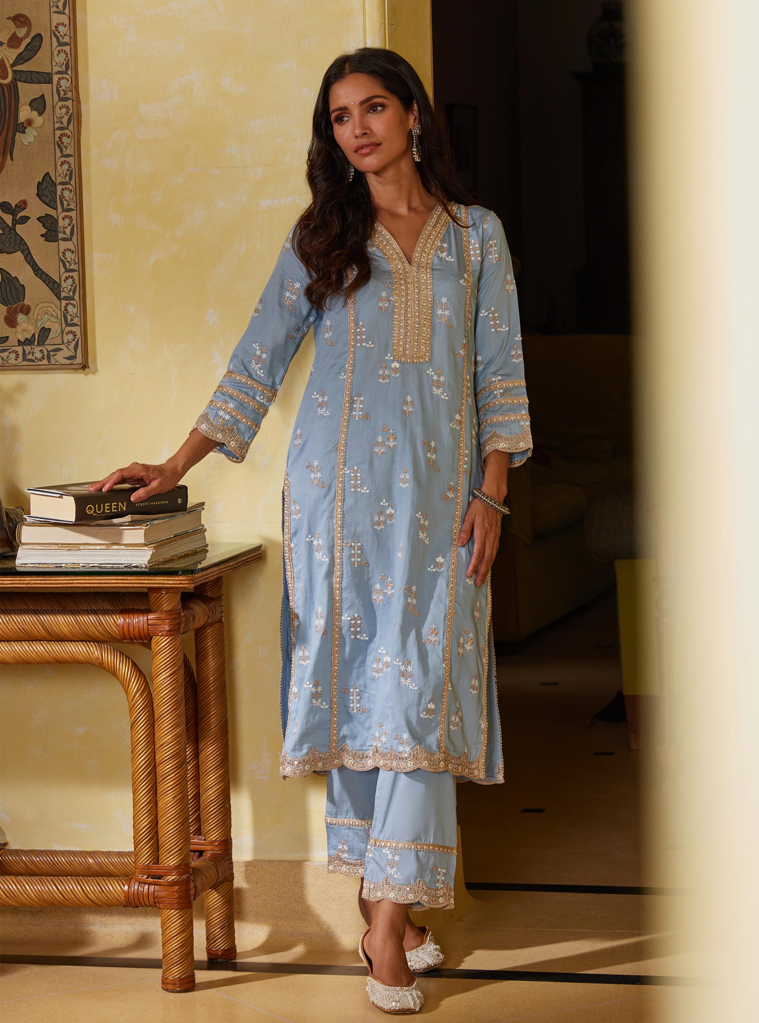 Mulmul Pima Nimisa Blue Kurta