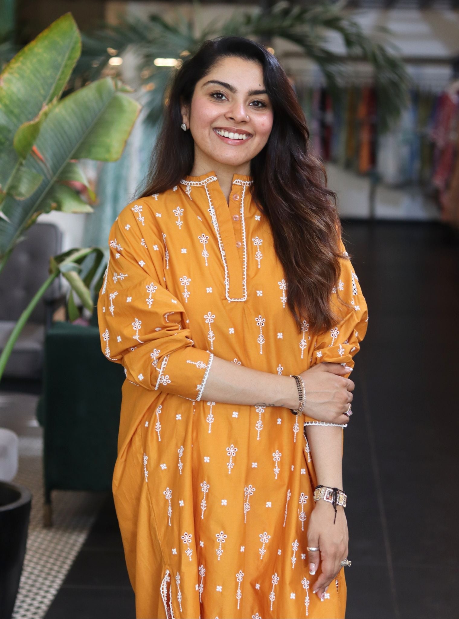 Oriana Cotton Orange Co-ord Set