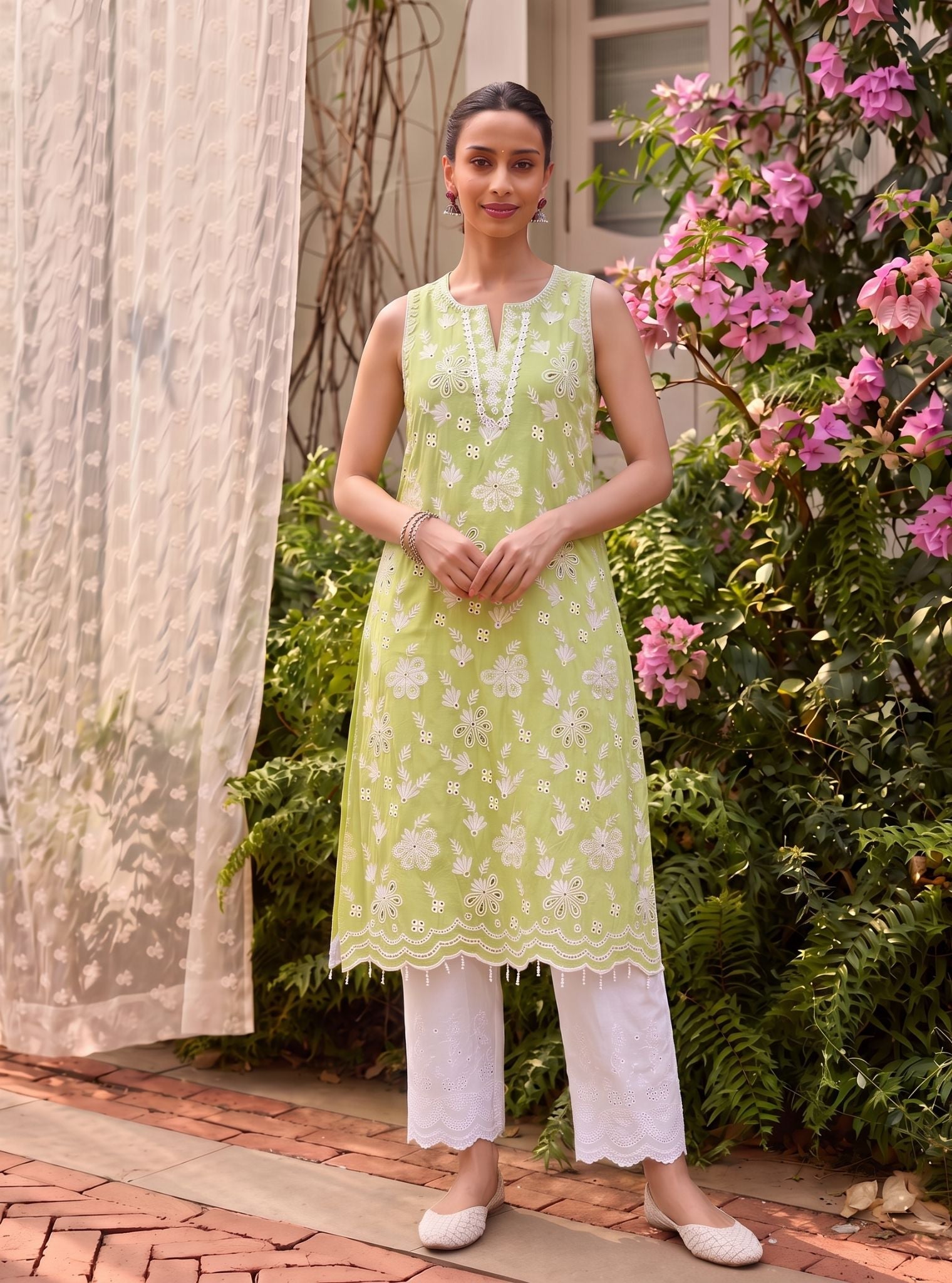 Neel Supima Cotton Green Kurta Set