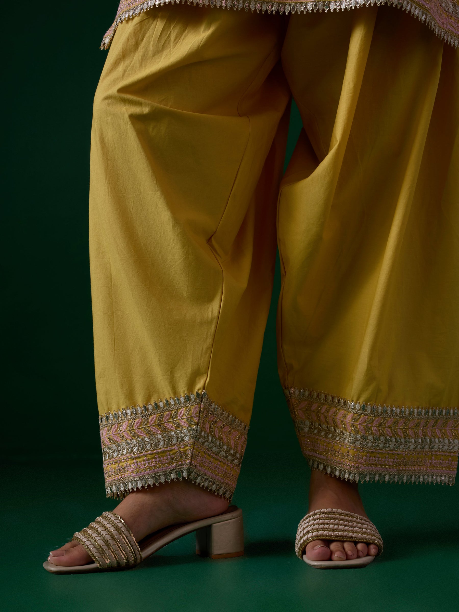 Jivara Supima Cotton Yellow Kurta With Farshi Salwar