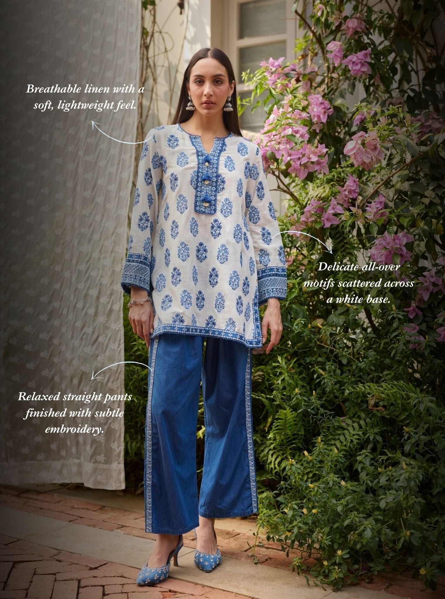 Rano Linen Off White Kurta Set