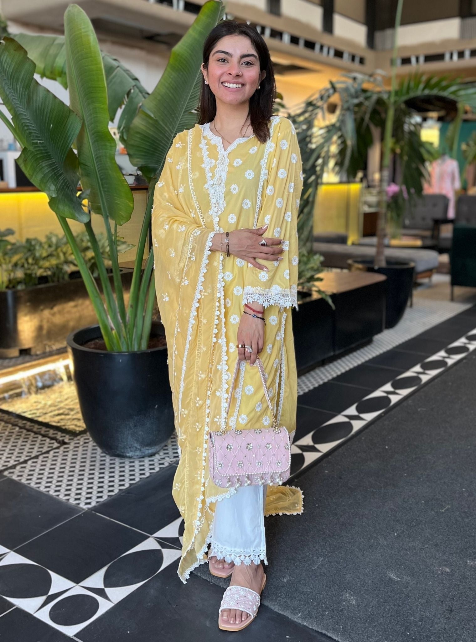 Cathy Supima Cotton Yellow Kurta With Tassel Pyajama