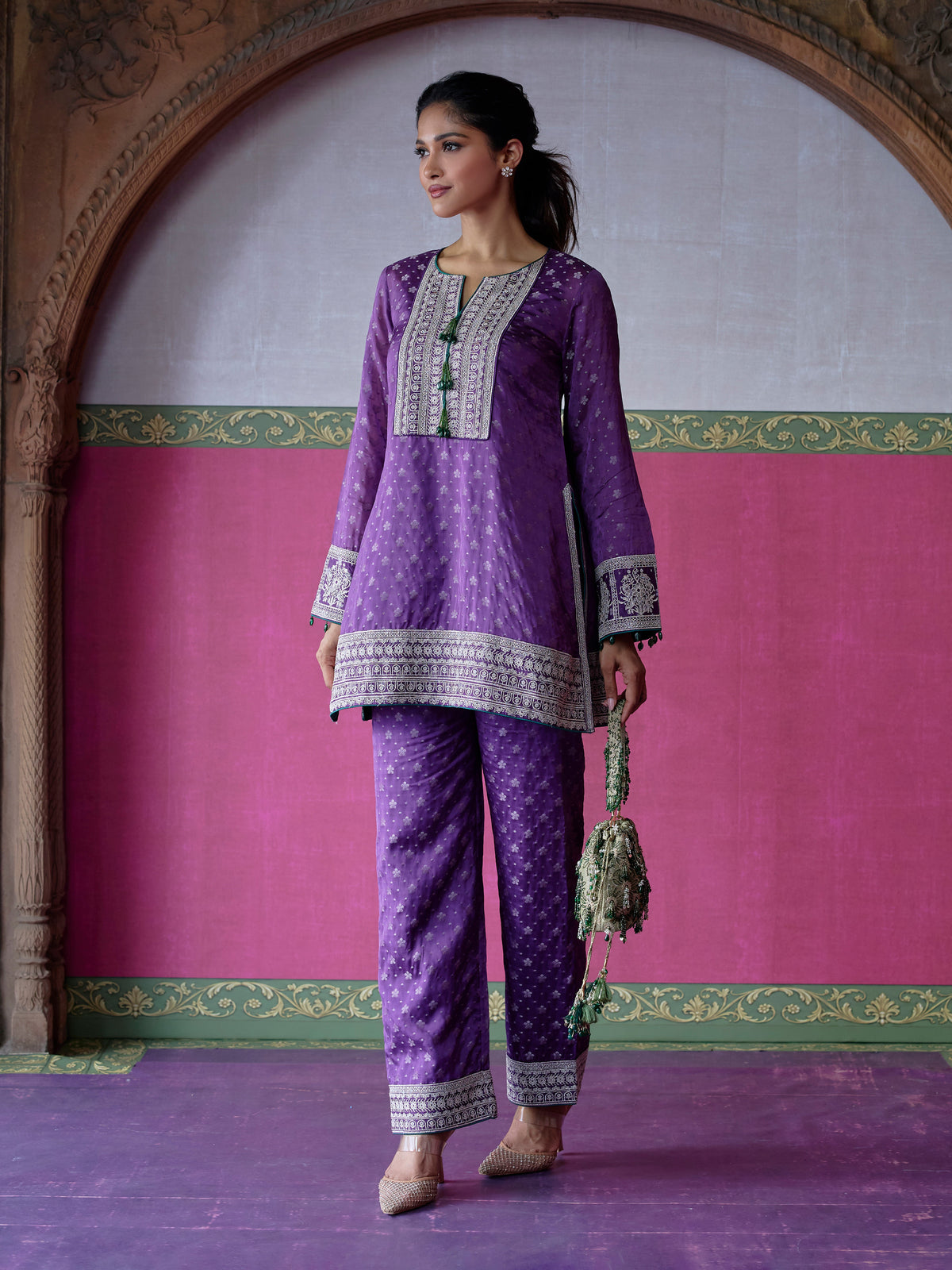 Elara Banarasi Purple Co-ord Set