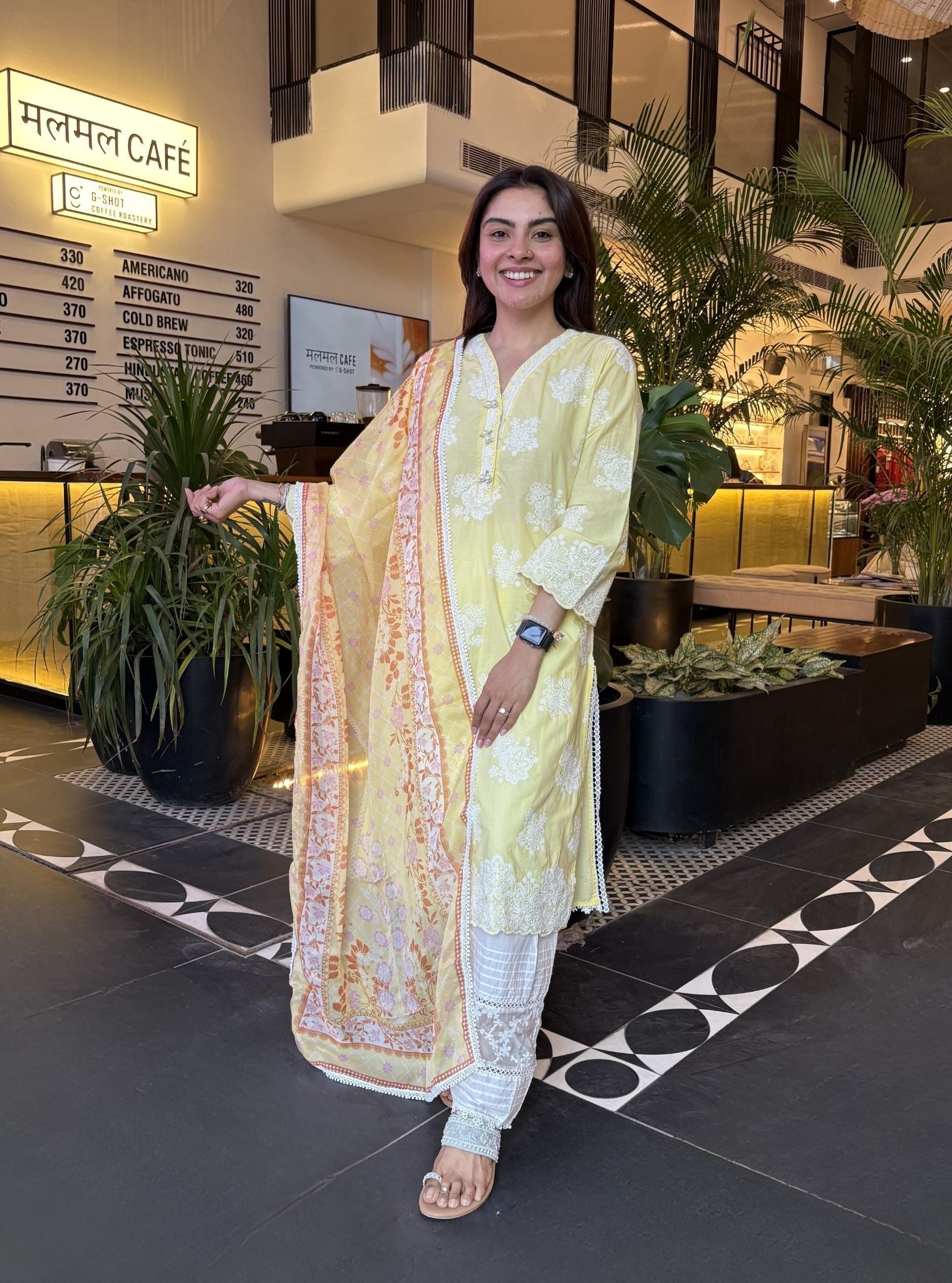 Hriddhi Supima Cotton Yellow Kurta Set