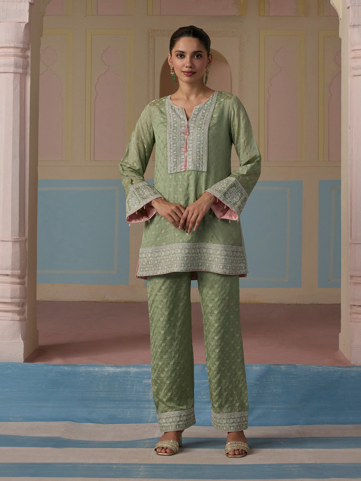 Elara Banarasi Green Co-ord Set