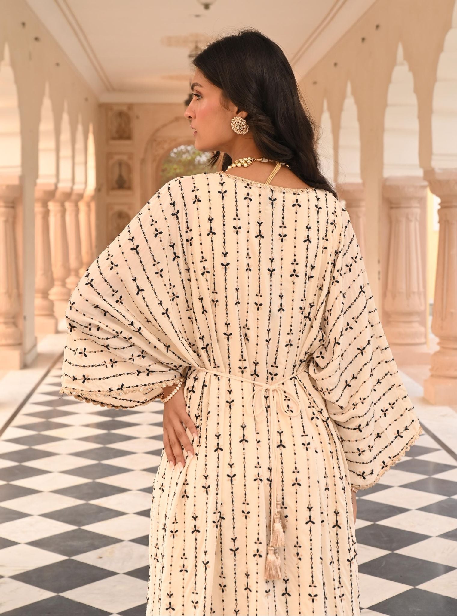 Gul Crepe Off White Kaftan
