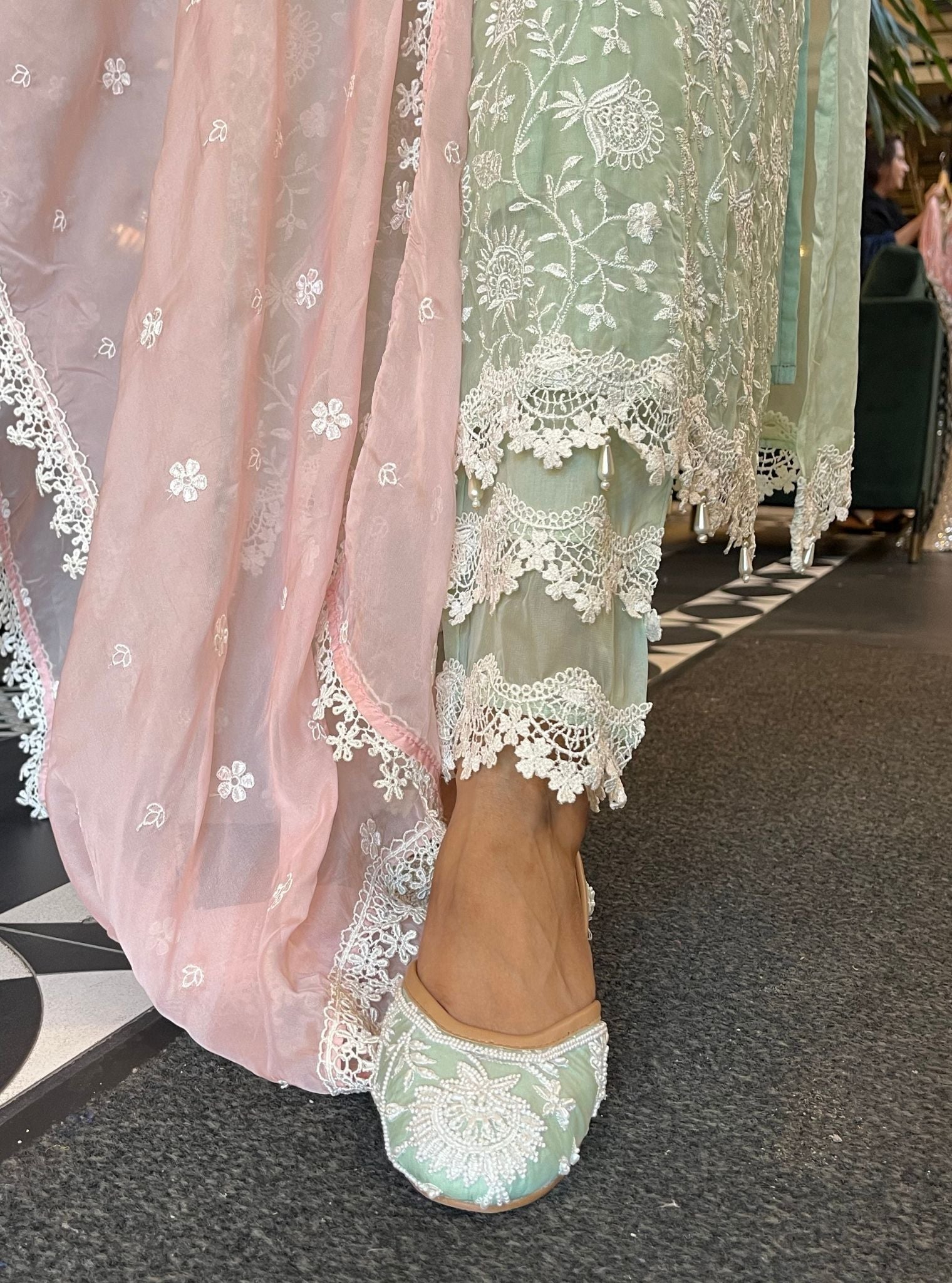 Hillary Organza Green Kurta Set