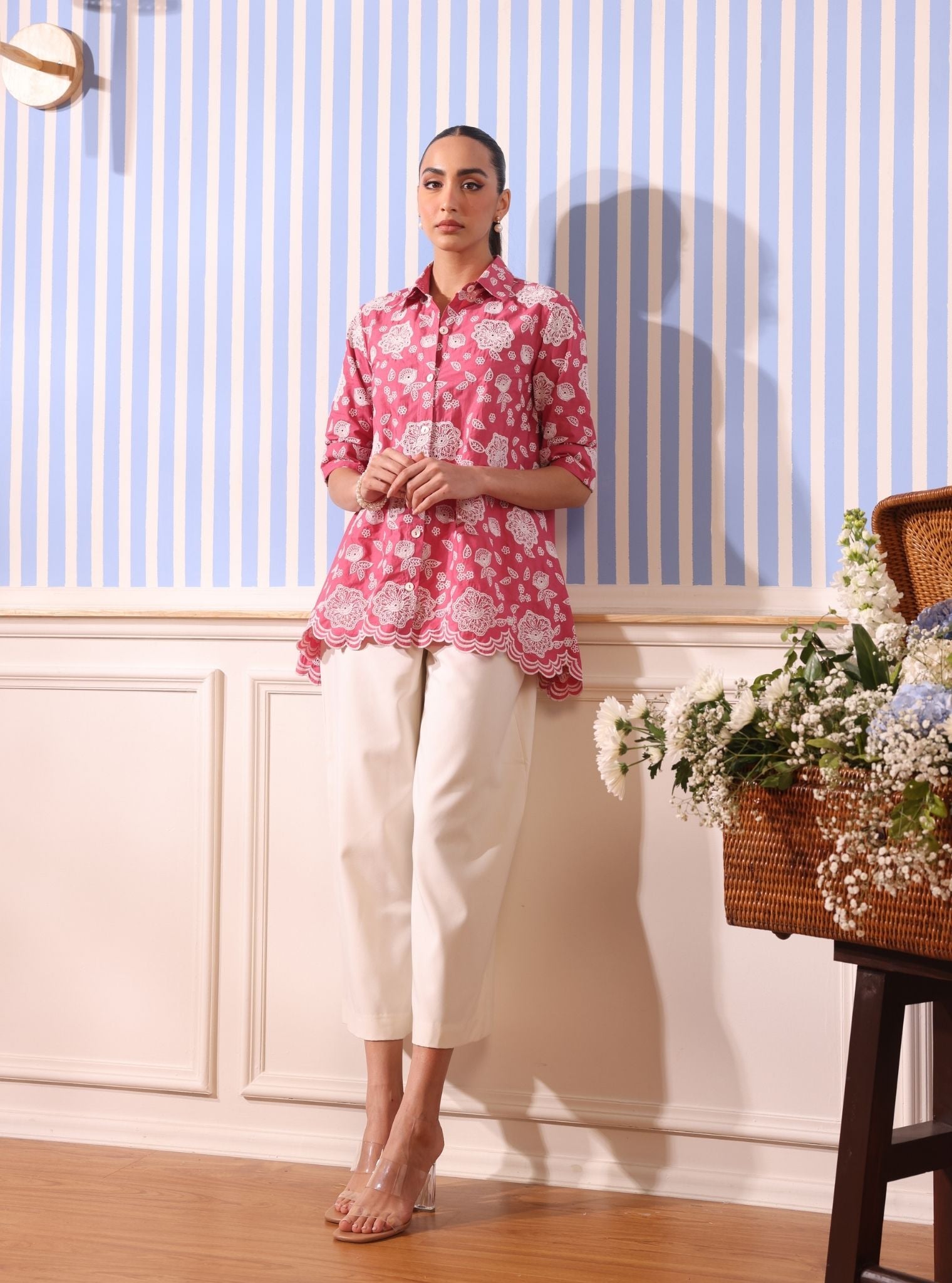 Mulmul Cotton Soren Fuschia Shirt