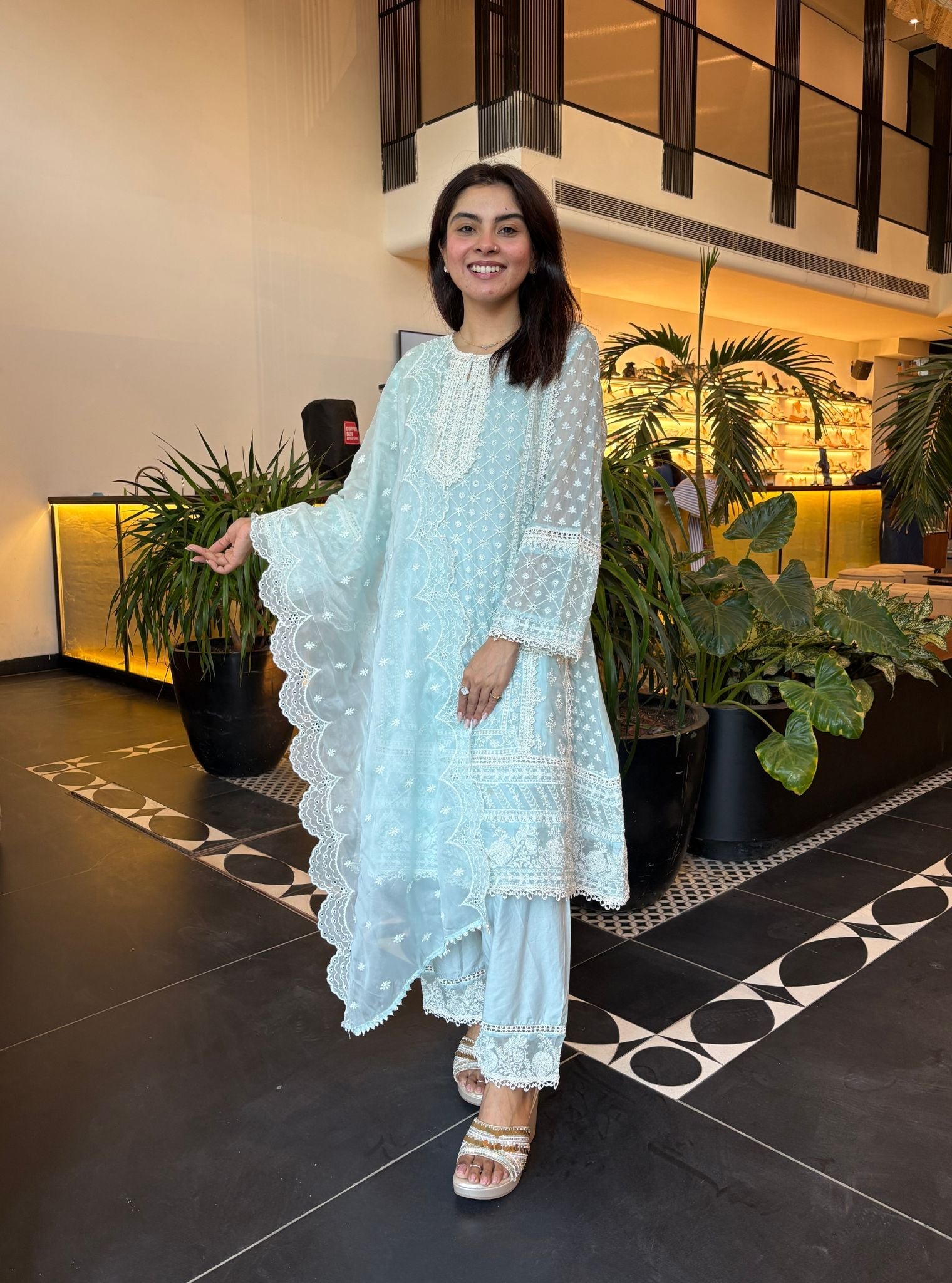 Sritha Organza Blue Kurta Set