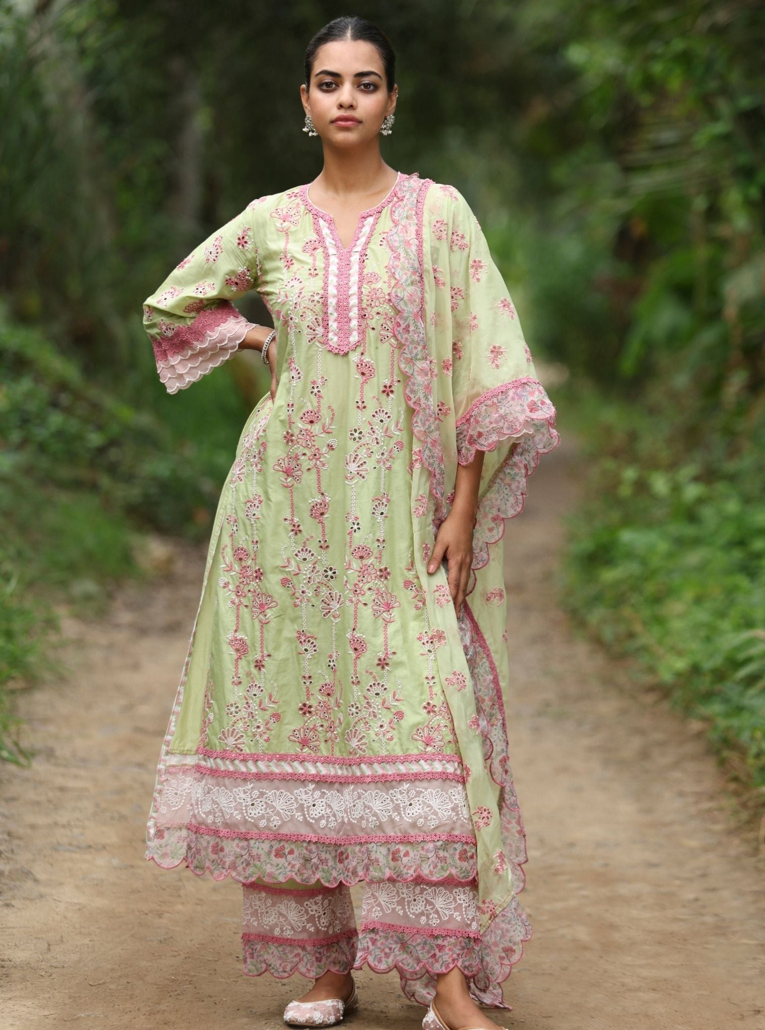 Mulmul Organza Nair Light Green Dupatta