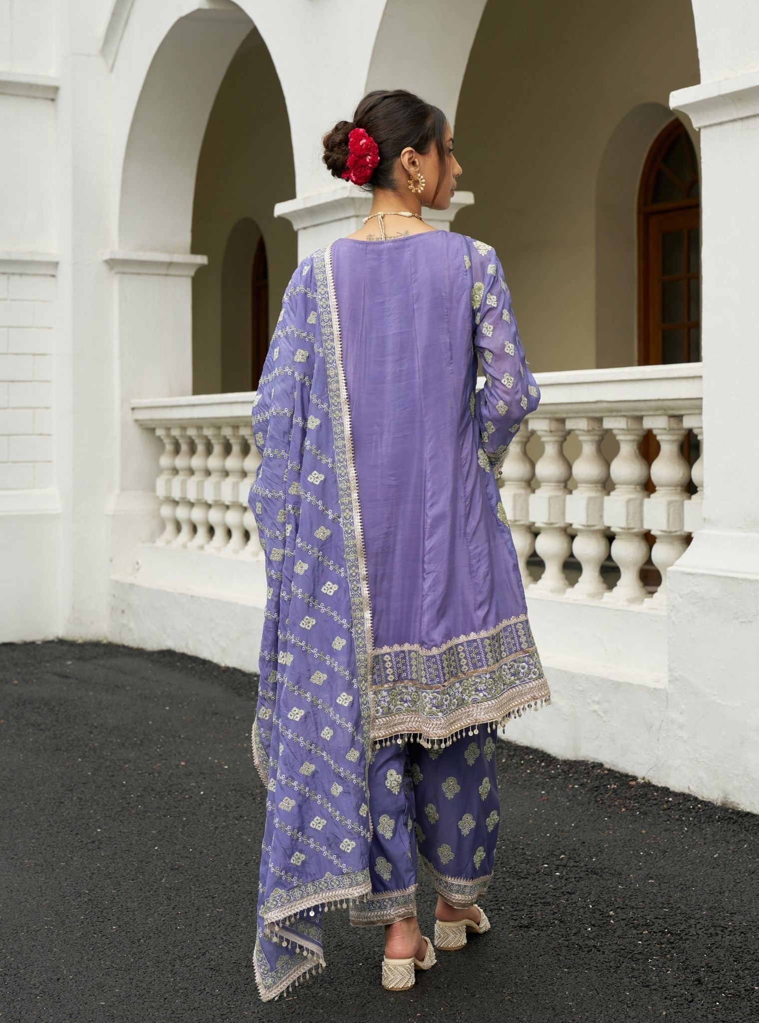 Tarana Viscose Glass Organza Luxe Violet Kurta Set