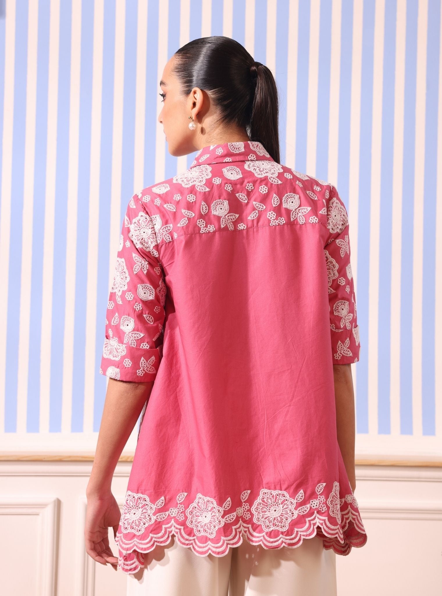 Mulmul Cotton Soren Fuschia Shirt
