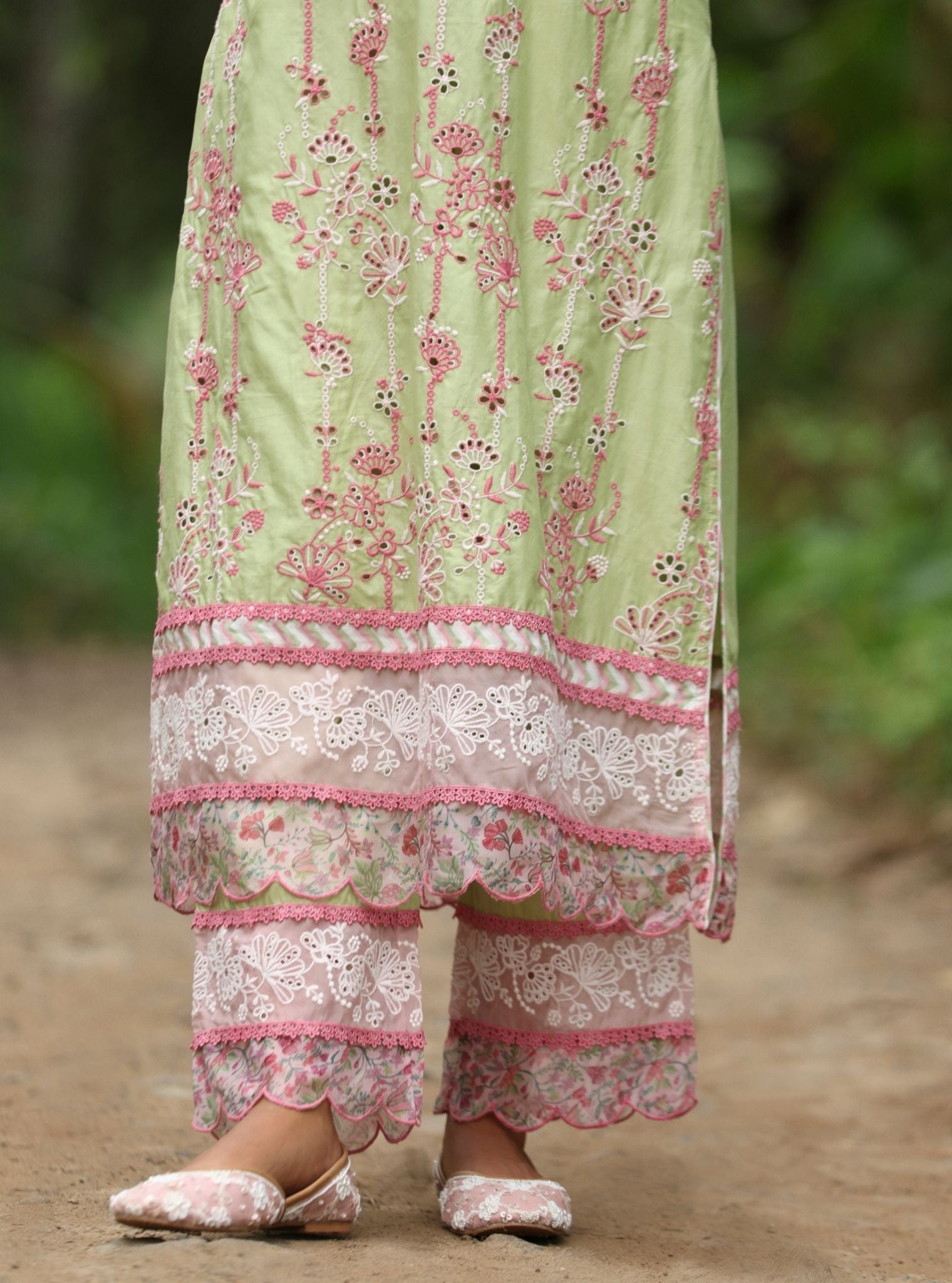 Nair Supima Cotton Light Green Kurta Set