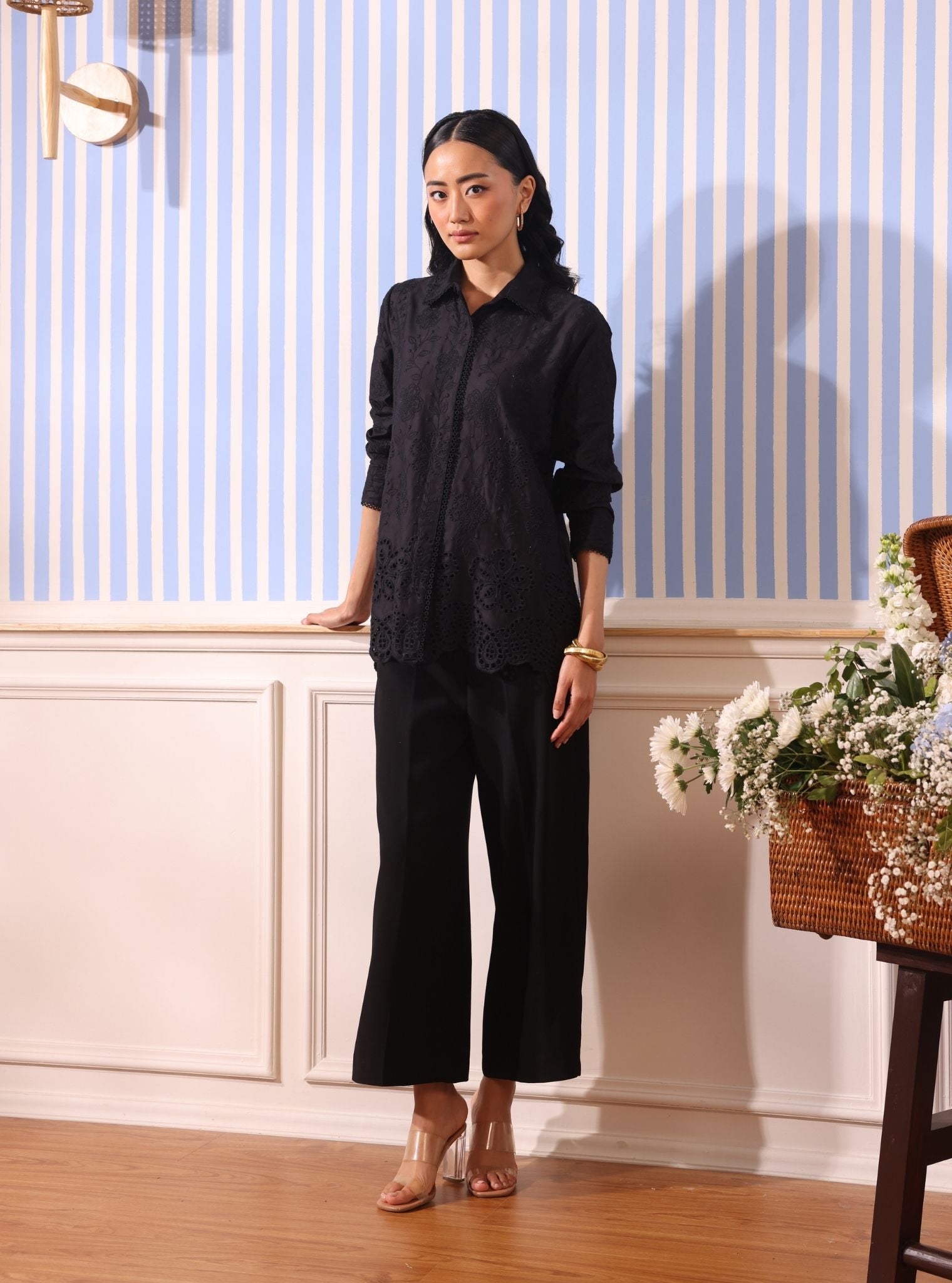 Mulmul Cotton Romy Black Shirt