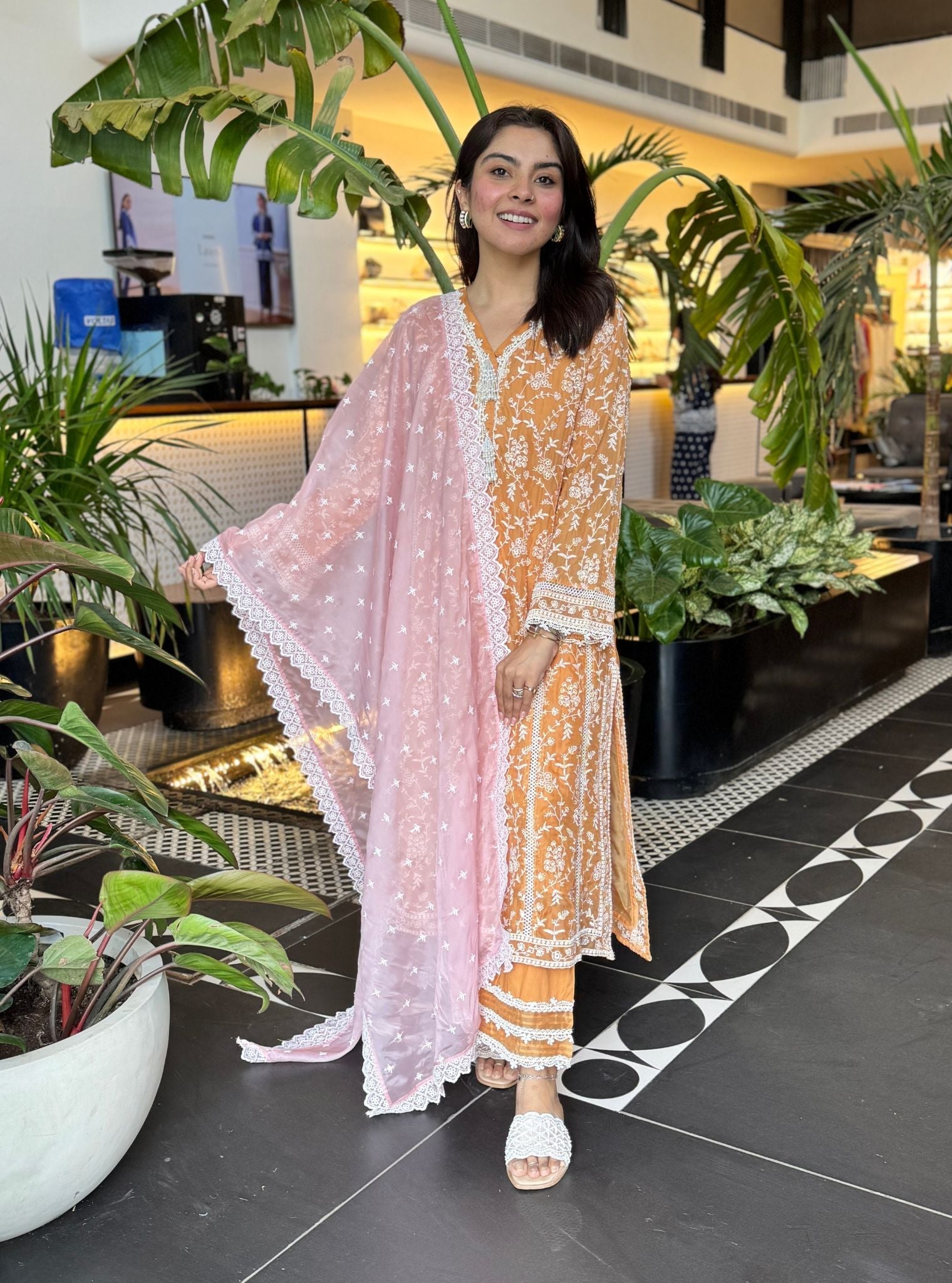 Caara Organza Orange Kurta Set